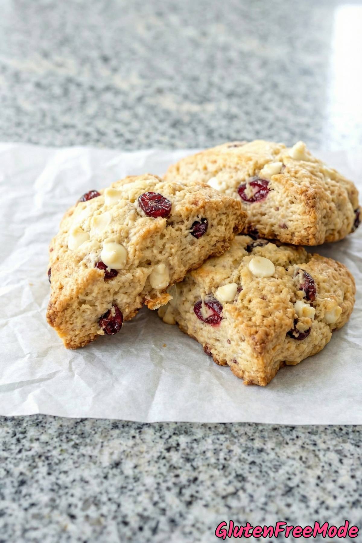 Buttery gluten free white chocolate cranberry scones