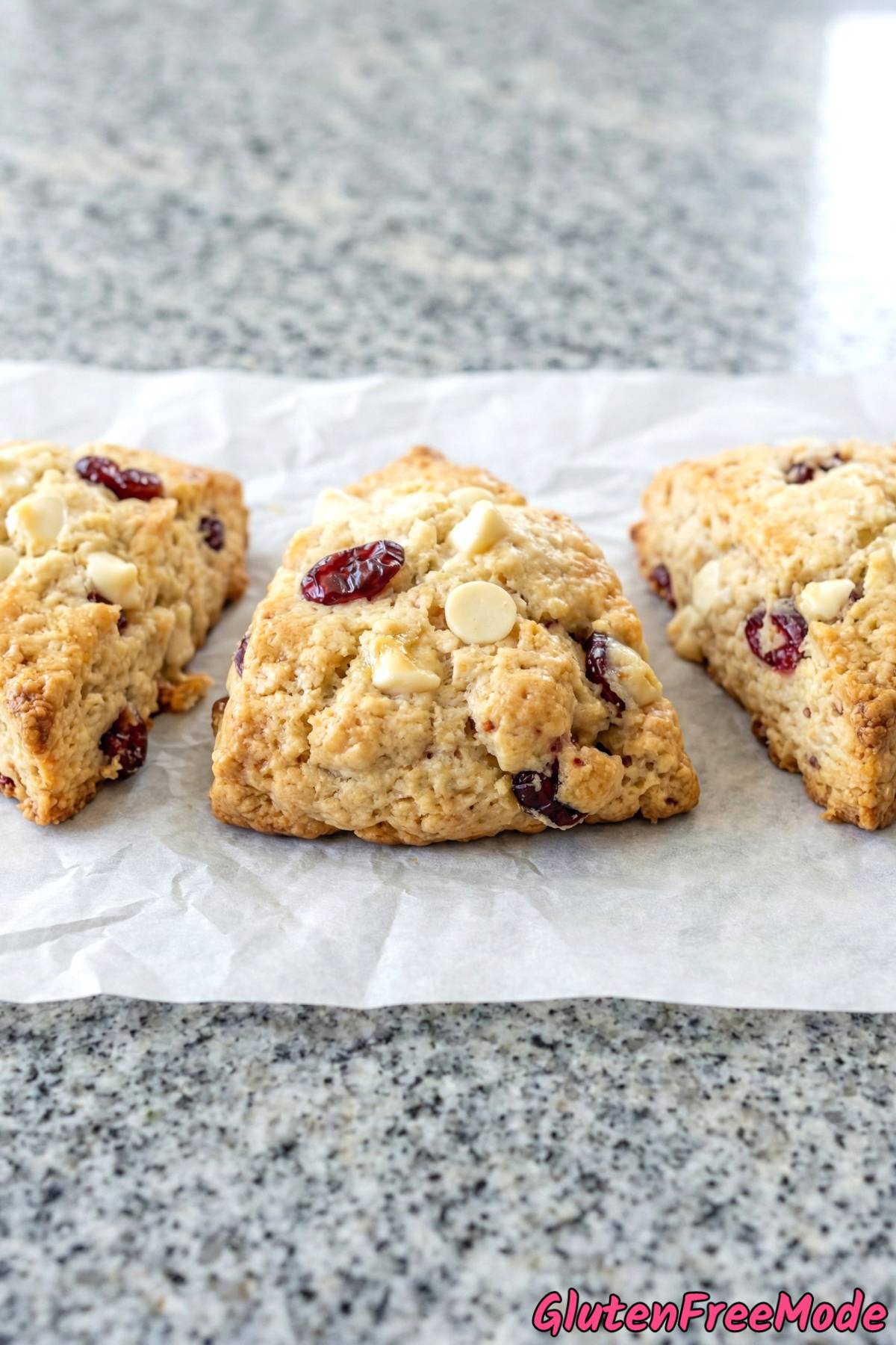 Homemade cranberry white chocolate scones gf