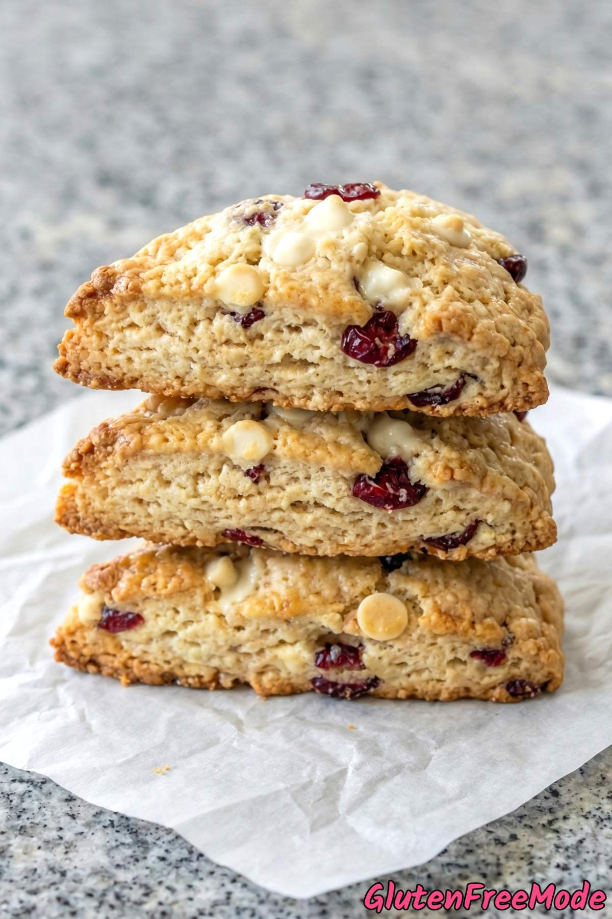 Golden gluten free cranberry white chocolate scones