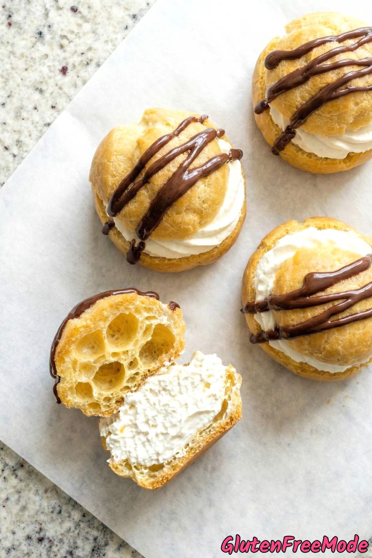 Creamy filled gluten free cream puffs