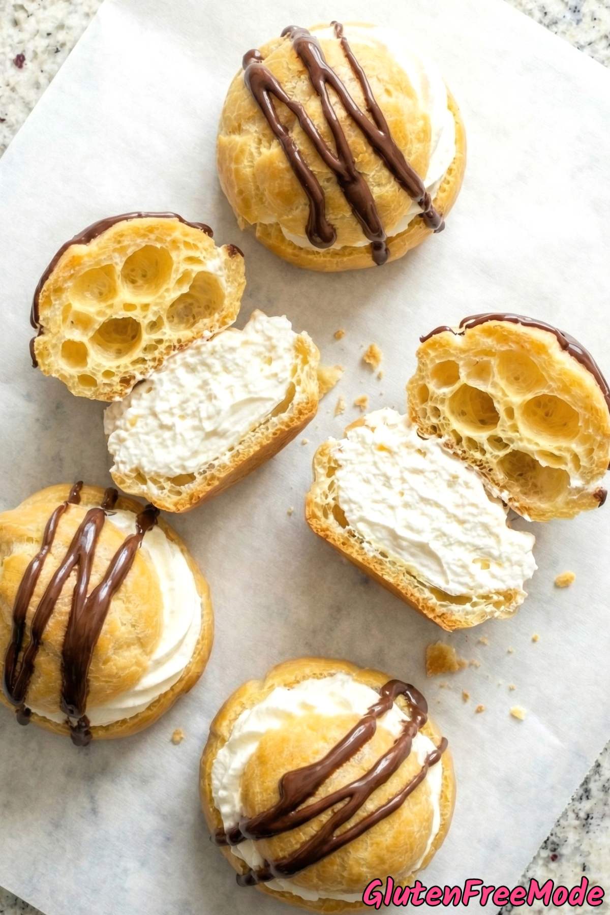 Crispy golden gluten free cream puffs