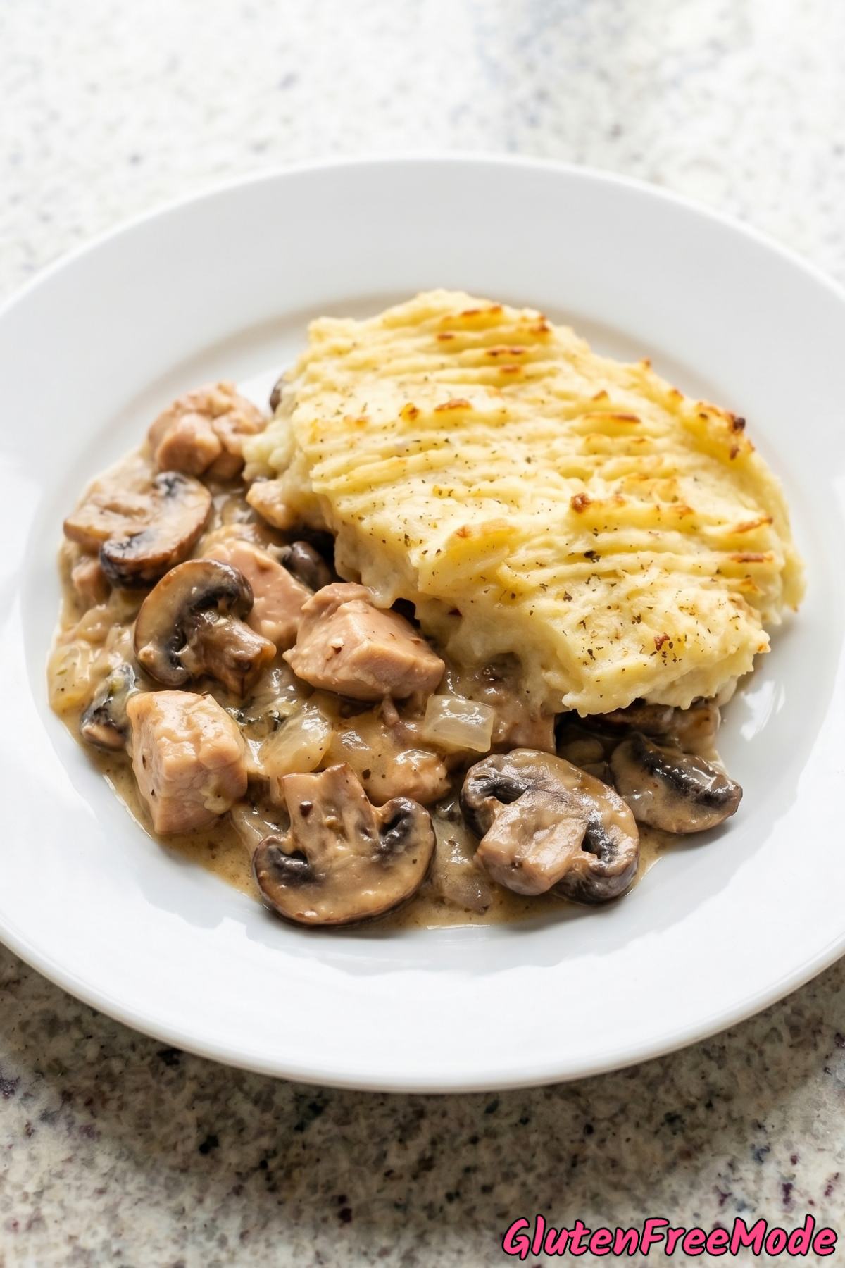 Rich gluten free creamy chicken mushroom pie