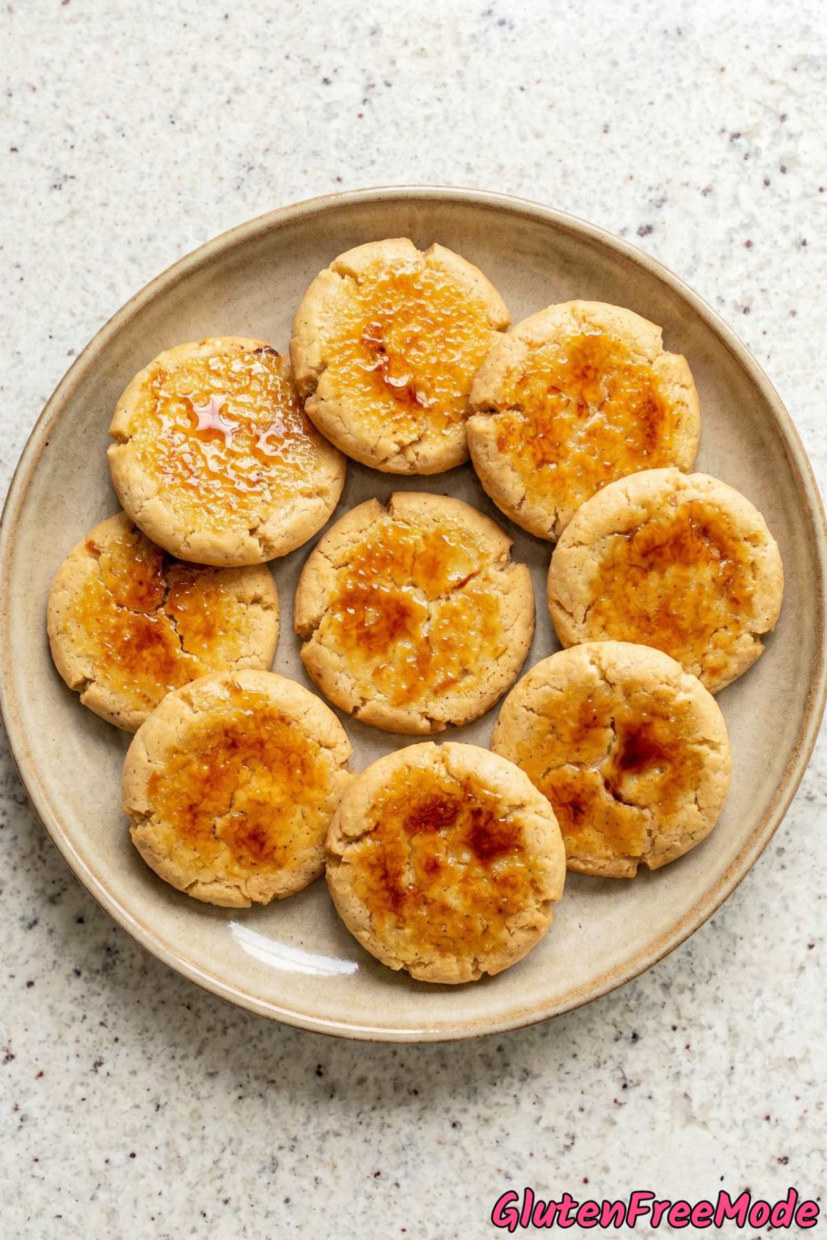 Crispy topped gluten free creme brulee cookies