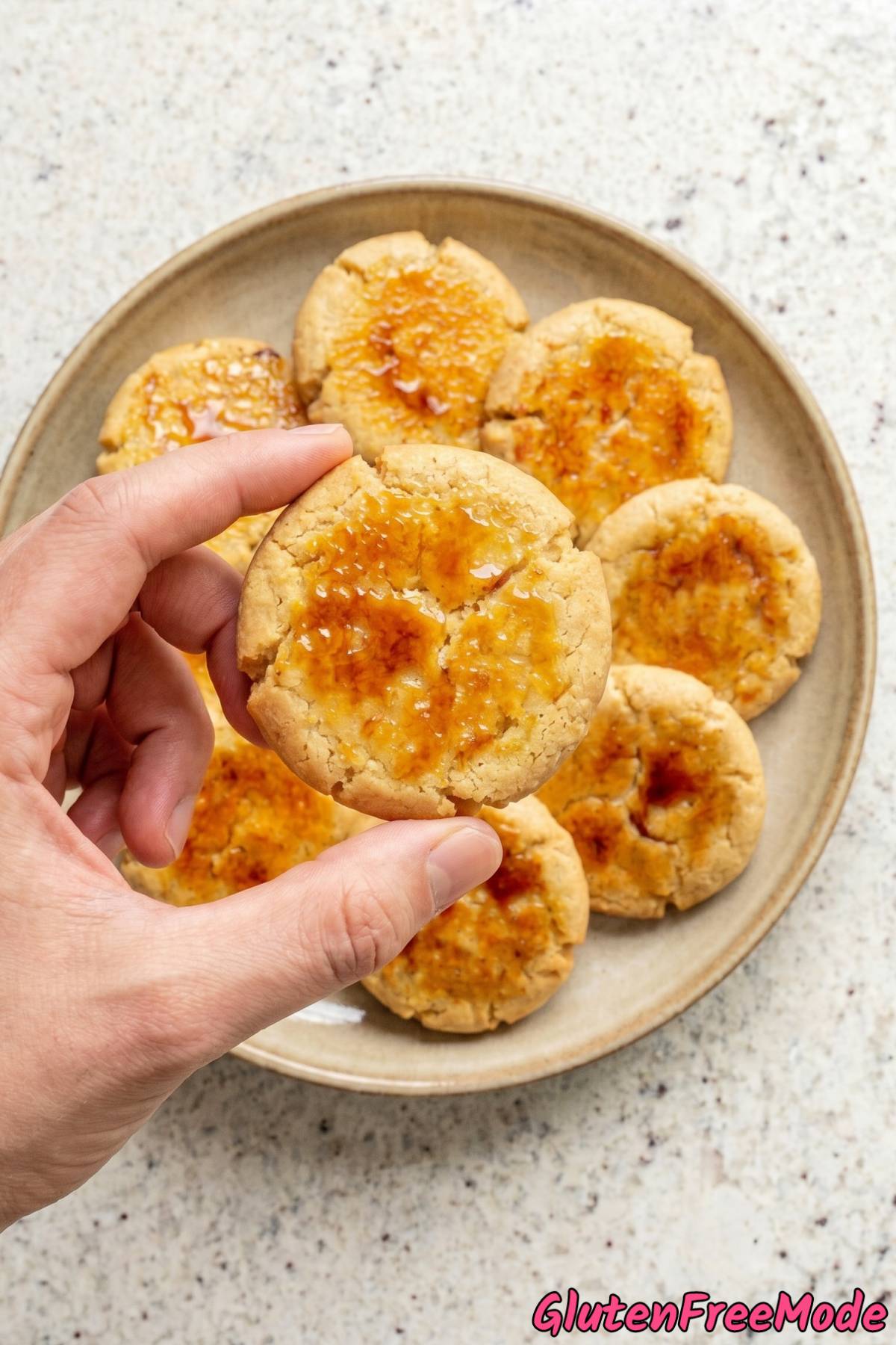 Rich gluten free creme brulee cookies closeup
