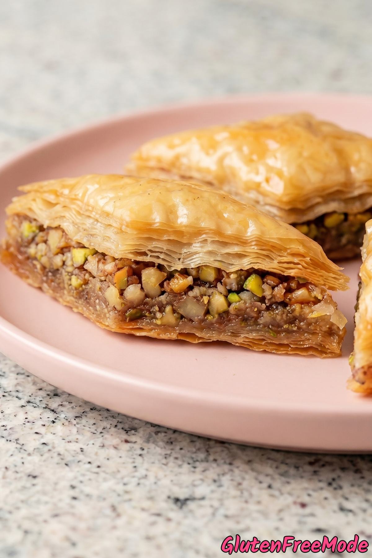 Sweet gluten free crispy baklava with honey