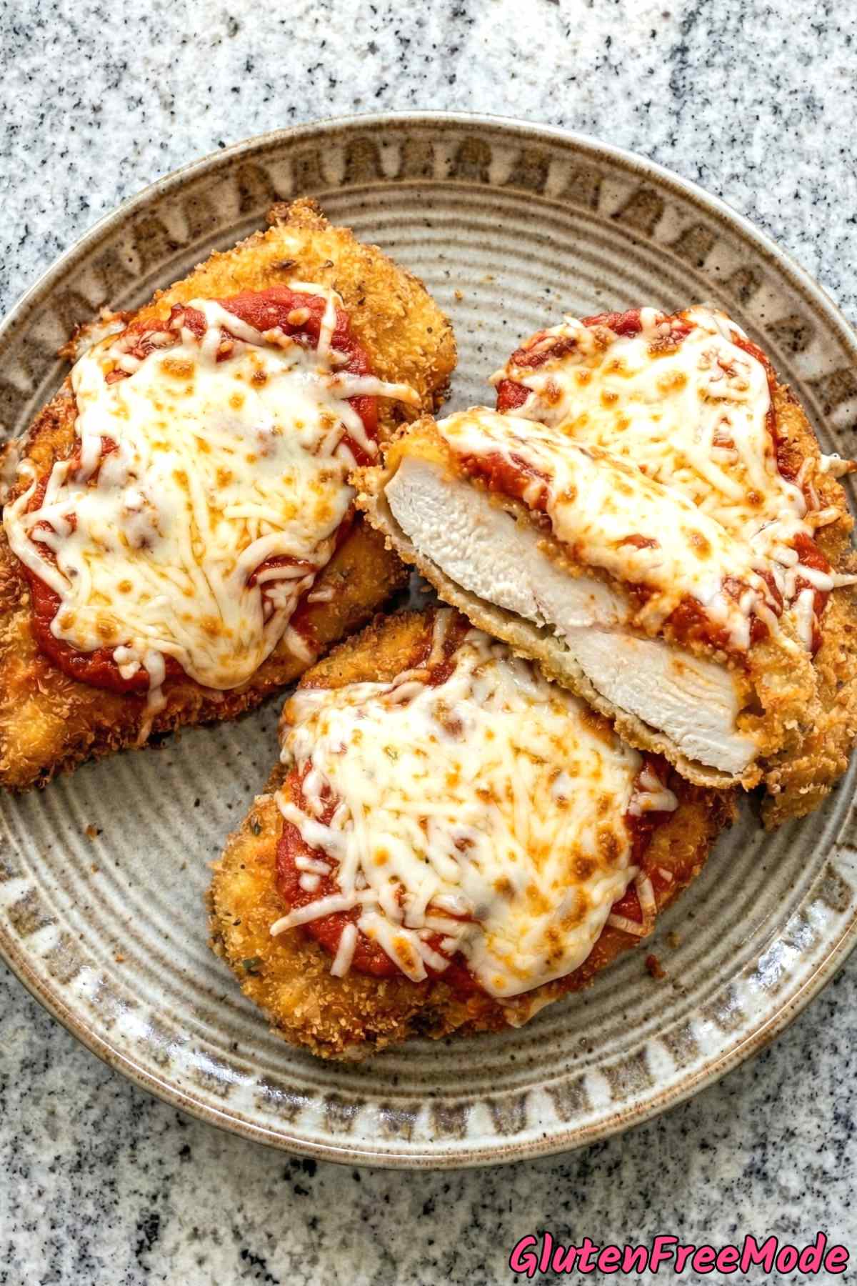 Tender gluten free crispy chicken parmesan