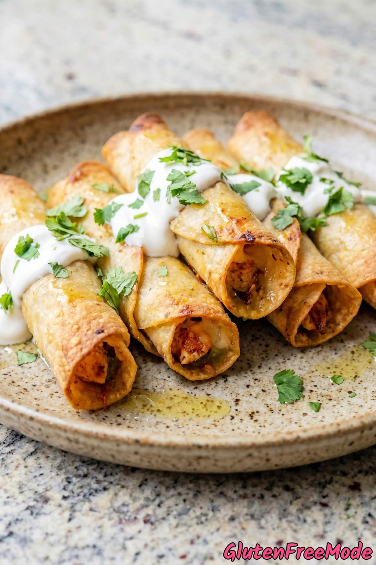 Homemade gluten free crispy chicken taquitos