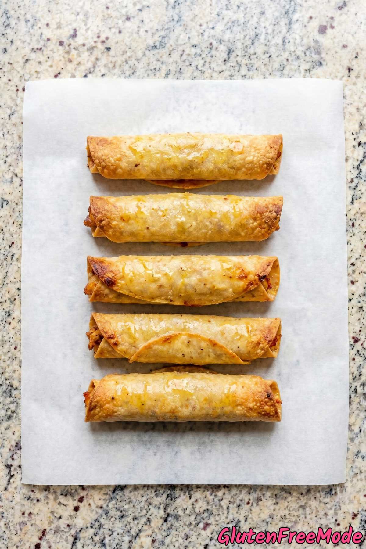 Savory gluten free chicken taquitos served warm