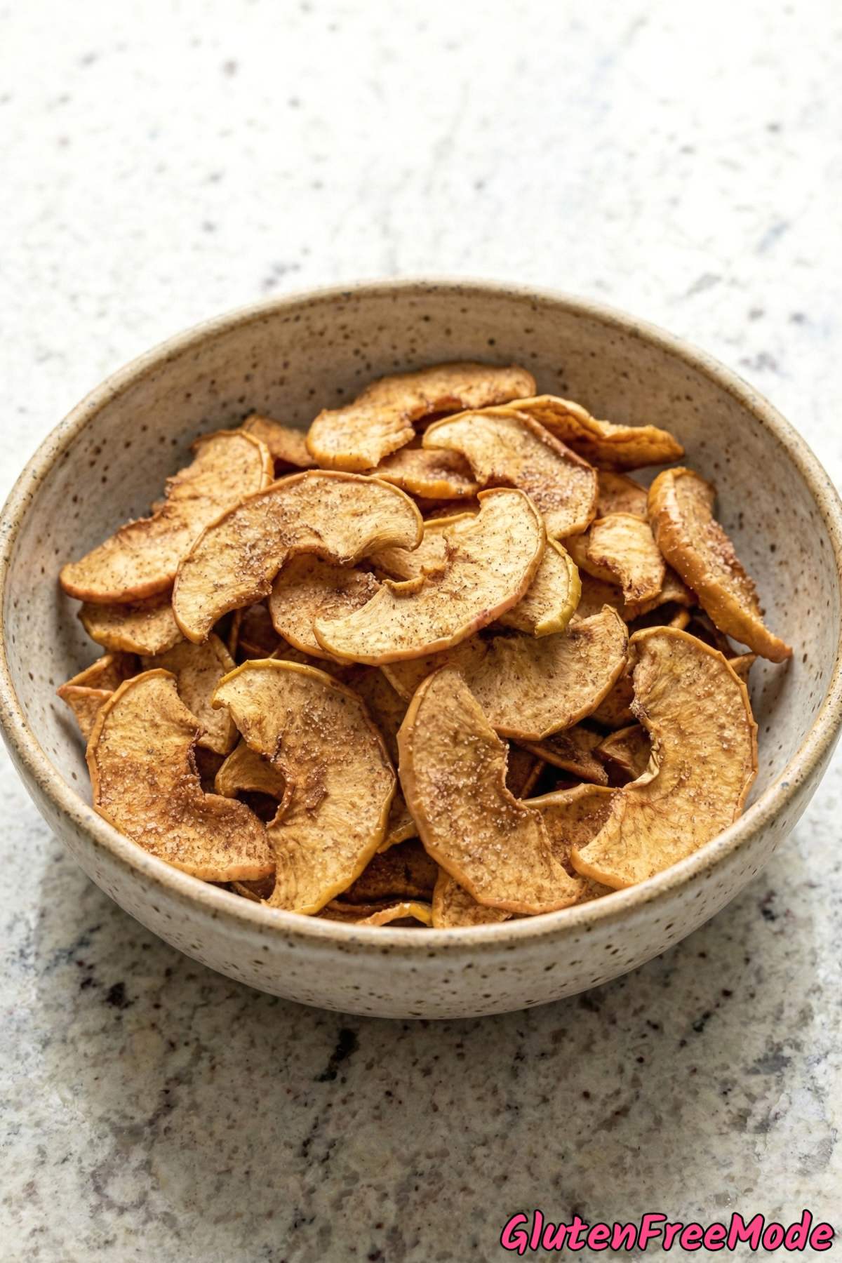 Simple gluten free crispy cinnamon apple chips