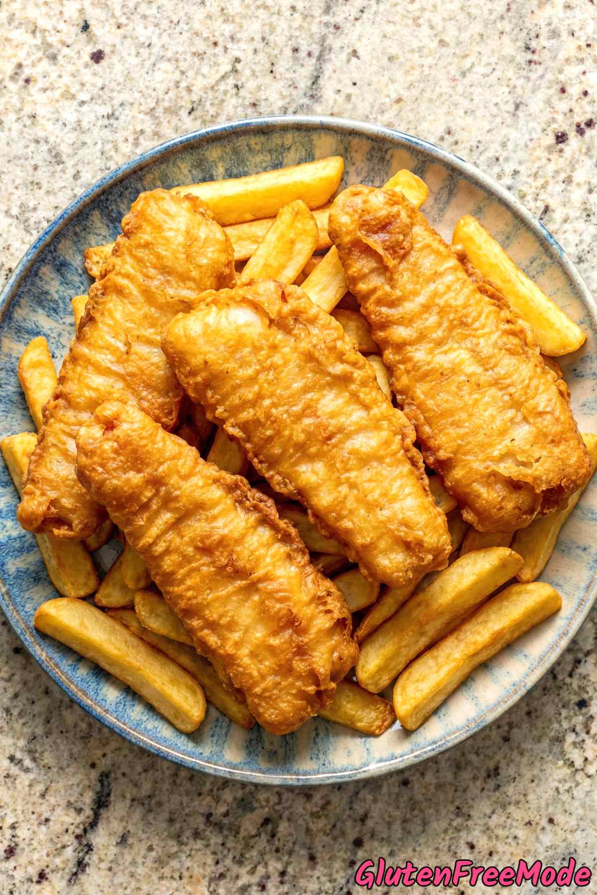 Light gluten free crispy fish and chips