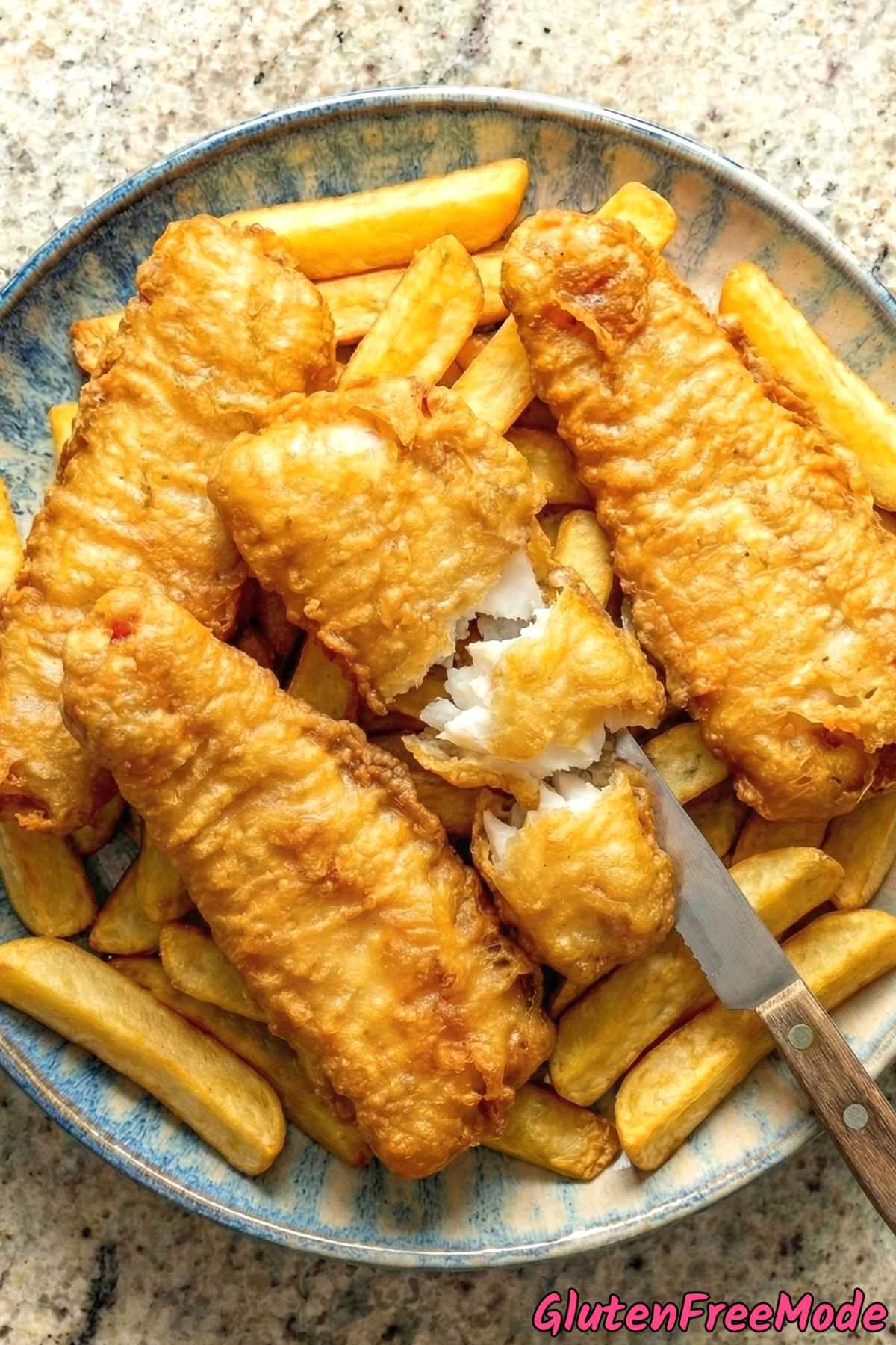 Savory gluten free crispy fish and chips