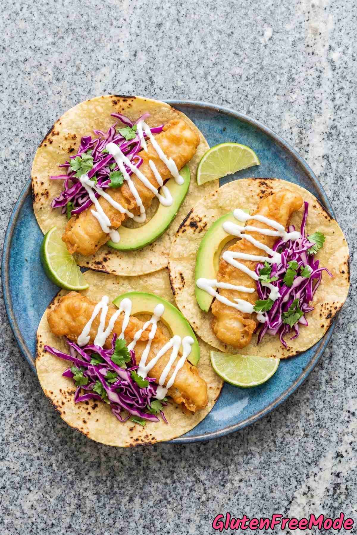 Fresh gluten free crispy fish tacos