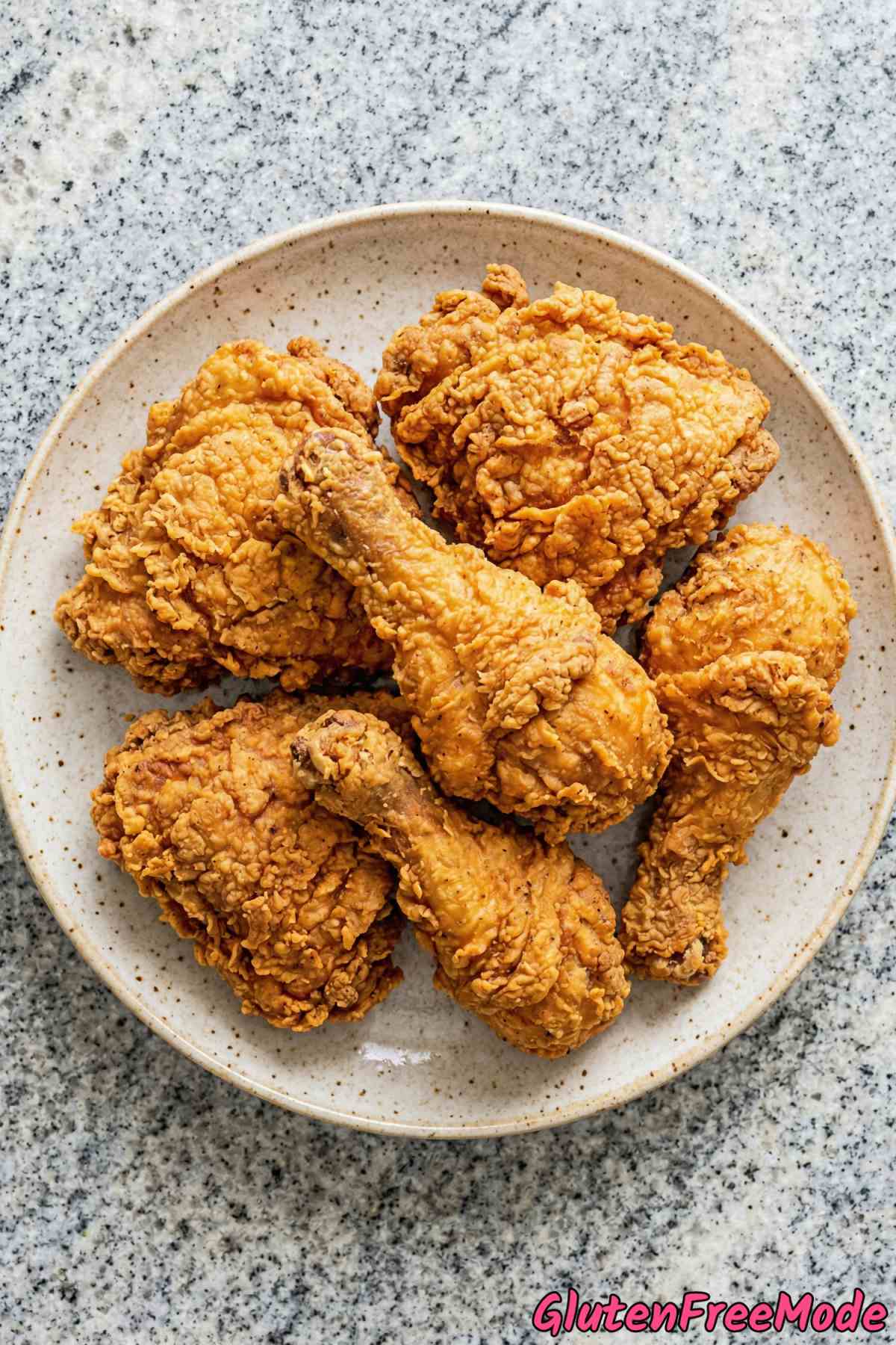 Savory gluten free fried chicken closeup