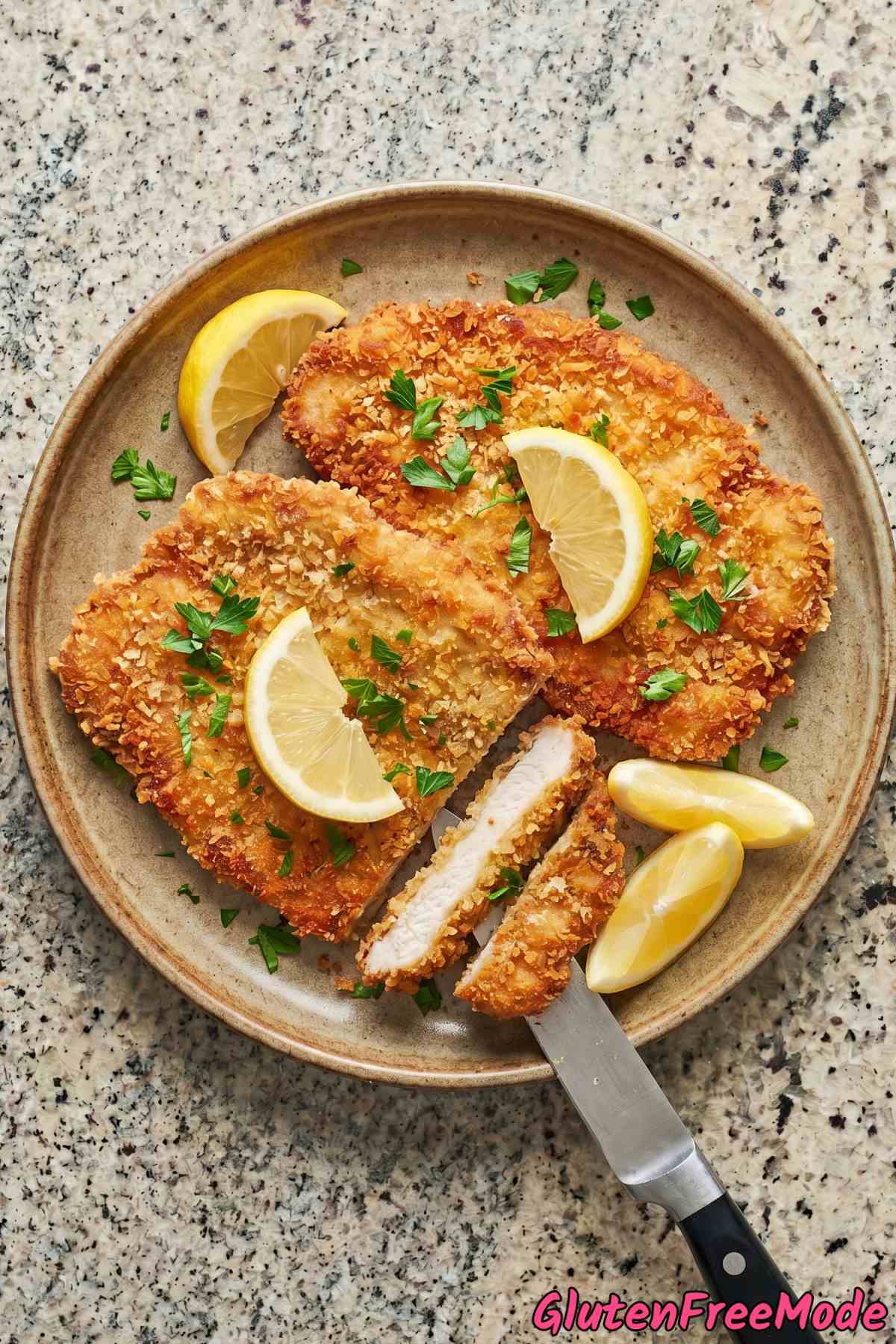 Tender gluten free crispy pork schnitzel