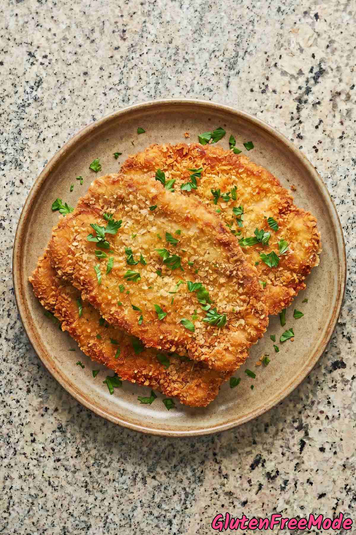 Perfect golden gluten free pork schnitzel