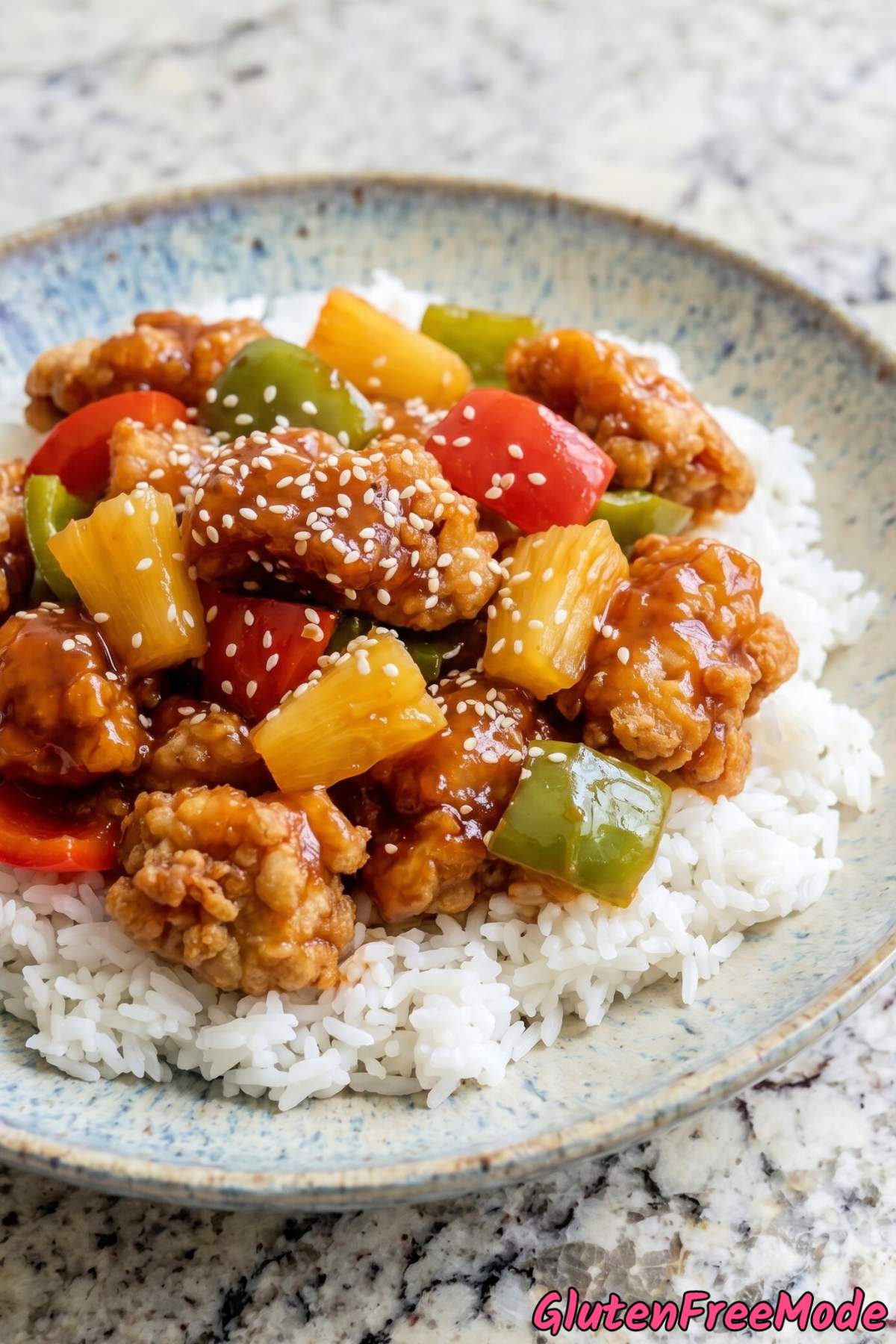 Tender gluten free sweet & sour chicken