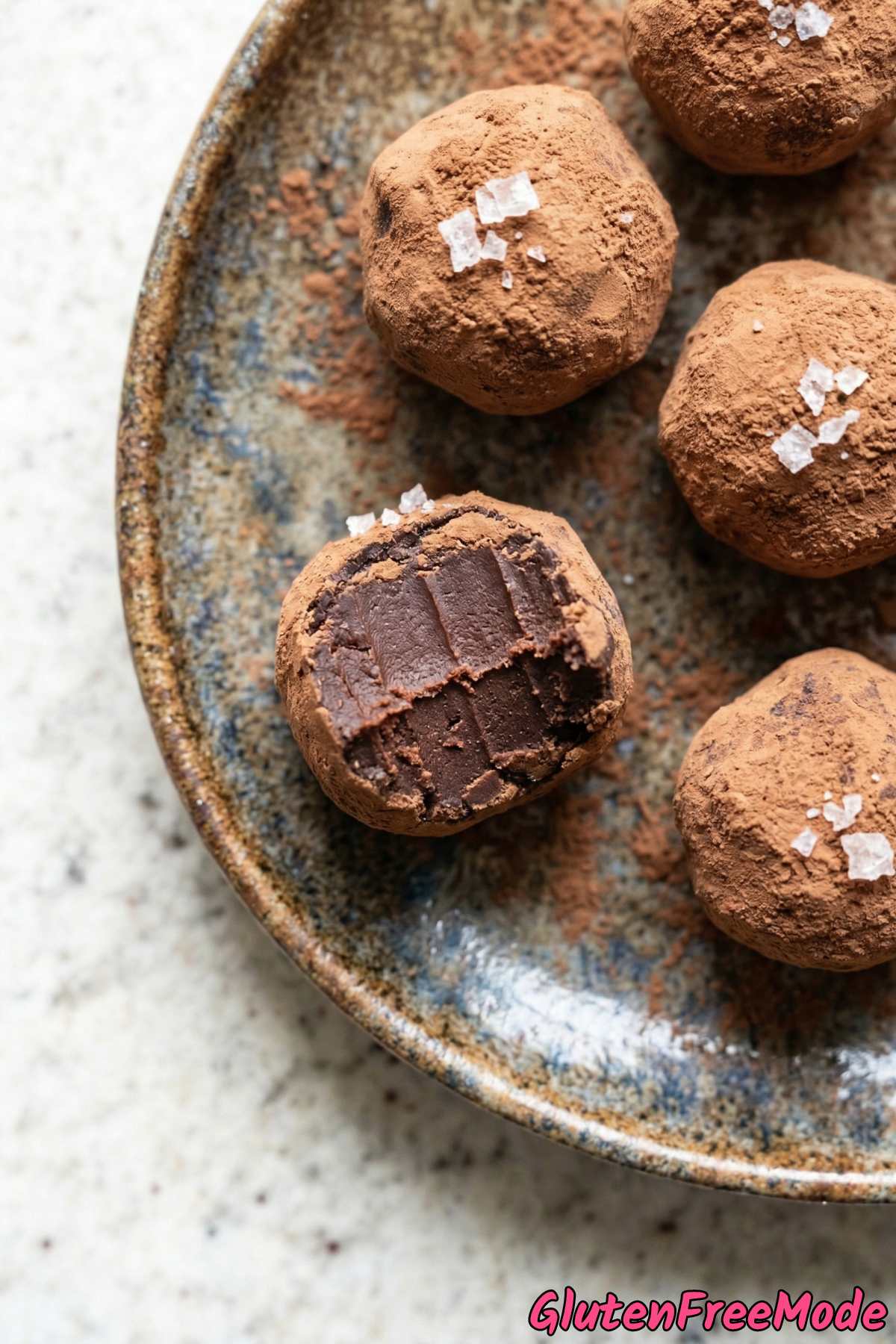 Decadent dark chocolate sea salt truffles, GF