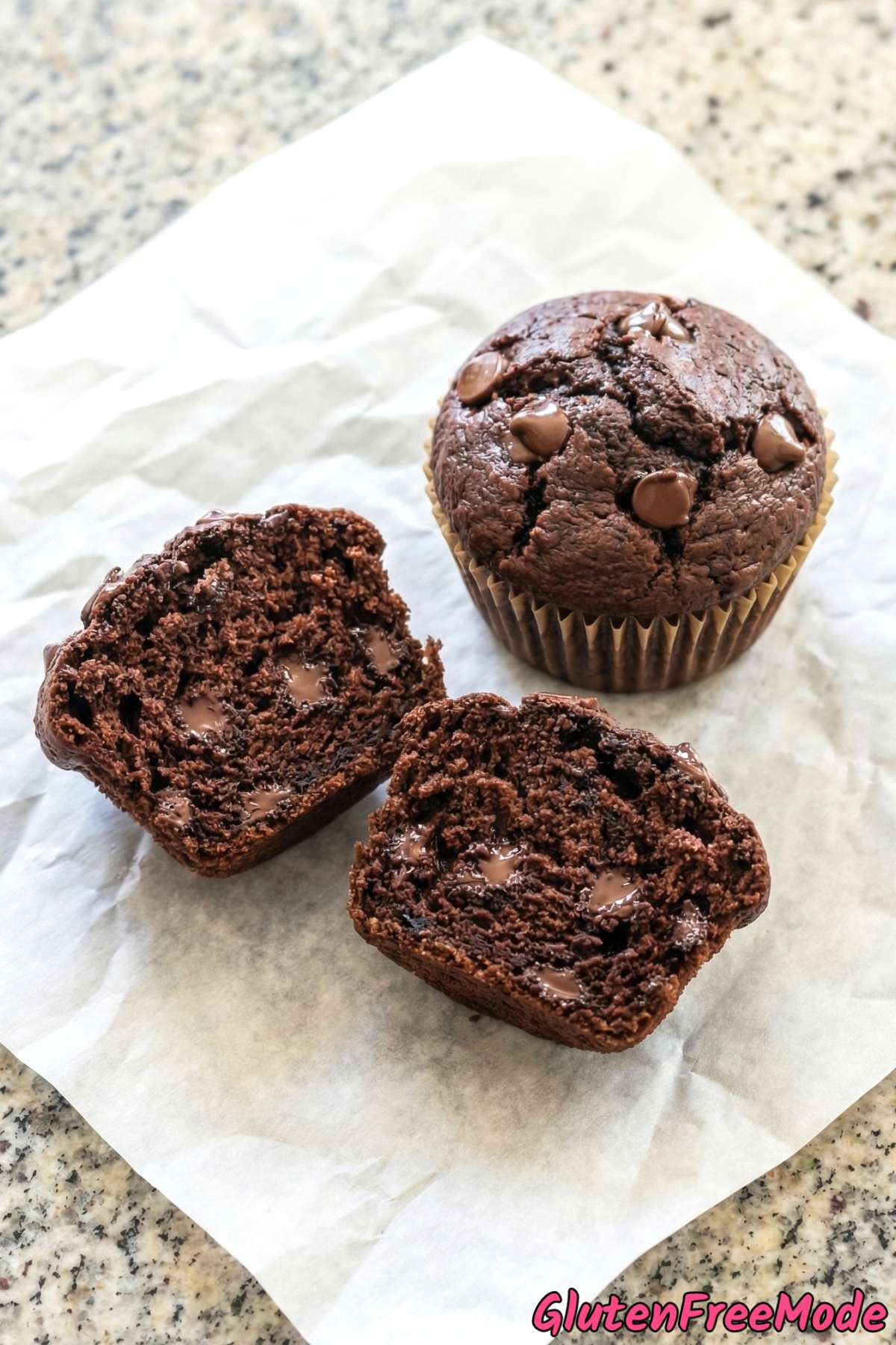 Homemade gluten free double chocolate muffins