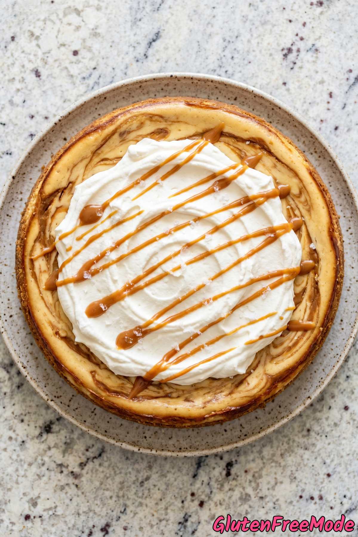 Velvety gluten free dulce de leche cheesecake