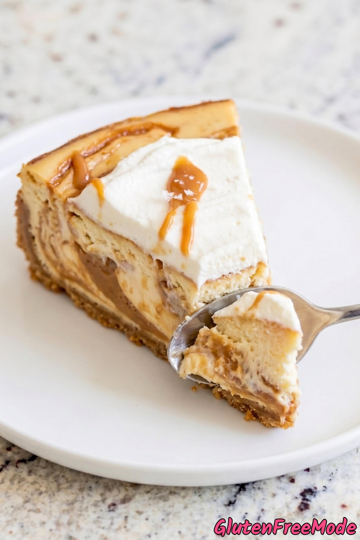 Silky gluten free dulce de leche cheesecake