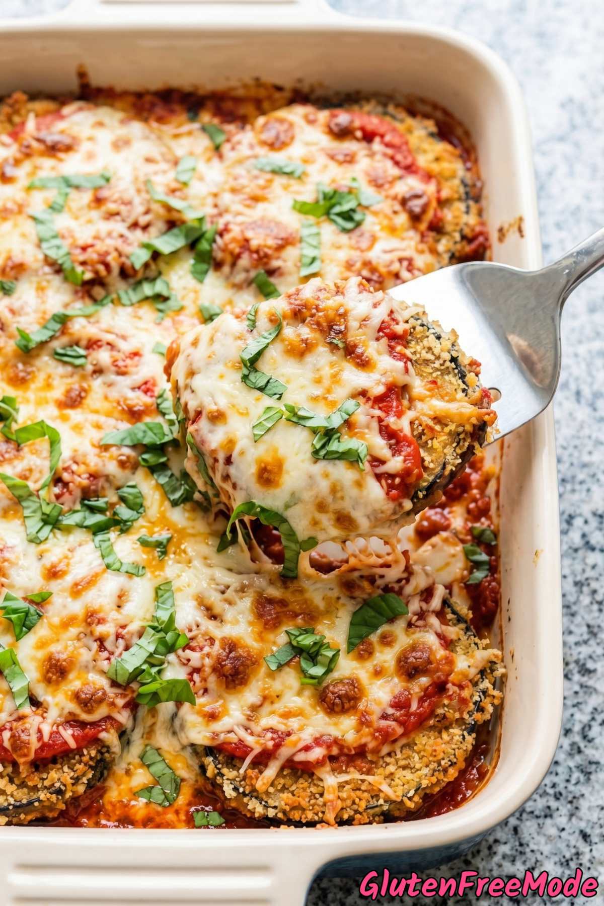 Savory gluten free eggplant parmesan