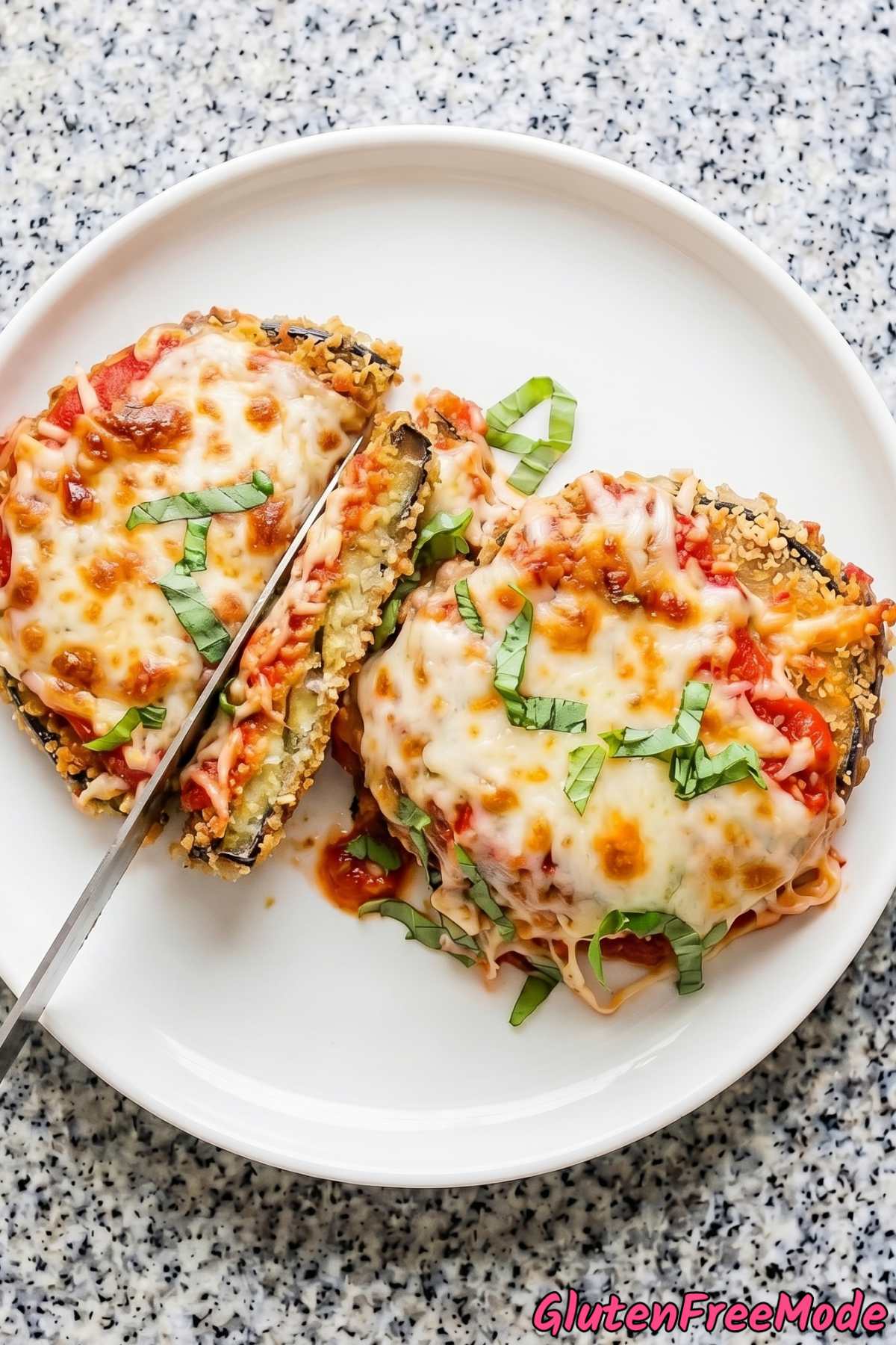 Golden gluten free eggplant parmesan