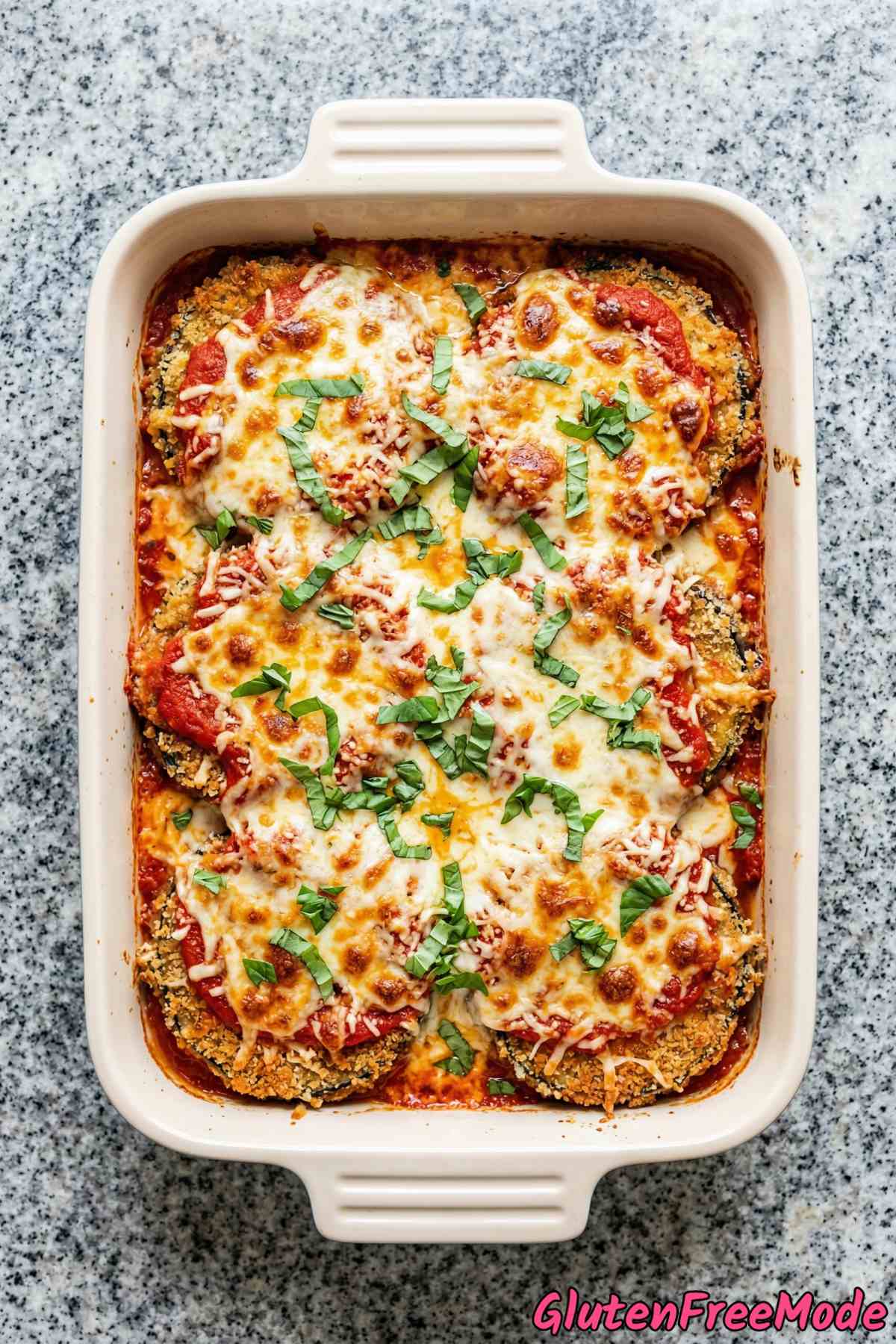 Homemade gluten free eggplant parmesan
