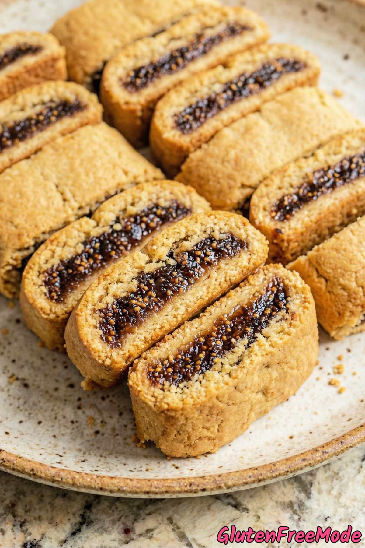 Rustic gluten free fig newton bars on tray