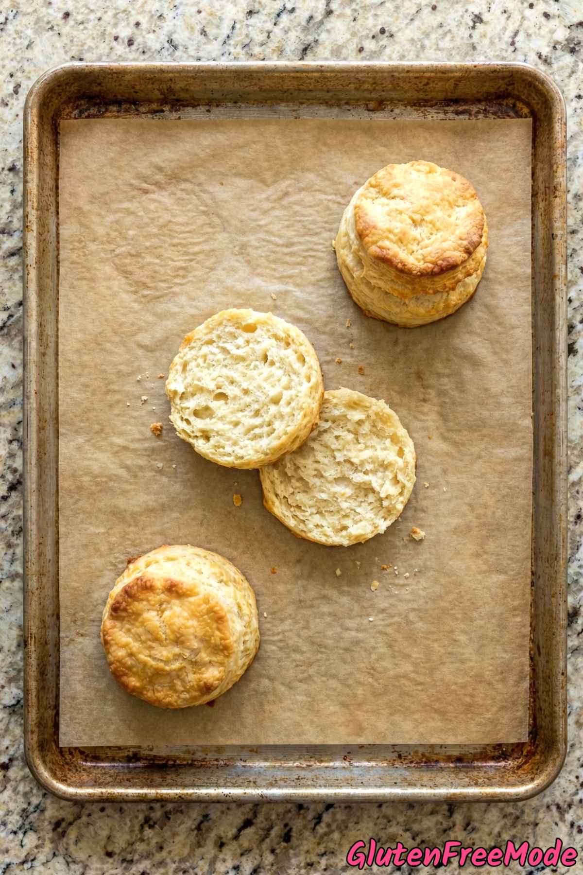 Buttery gluten free buttermilk biscuits stacked