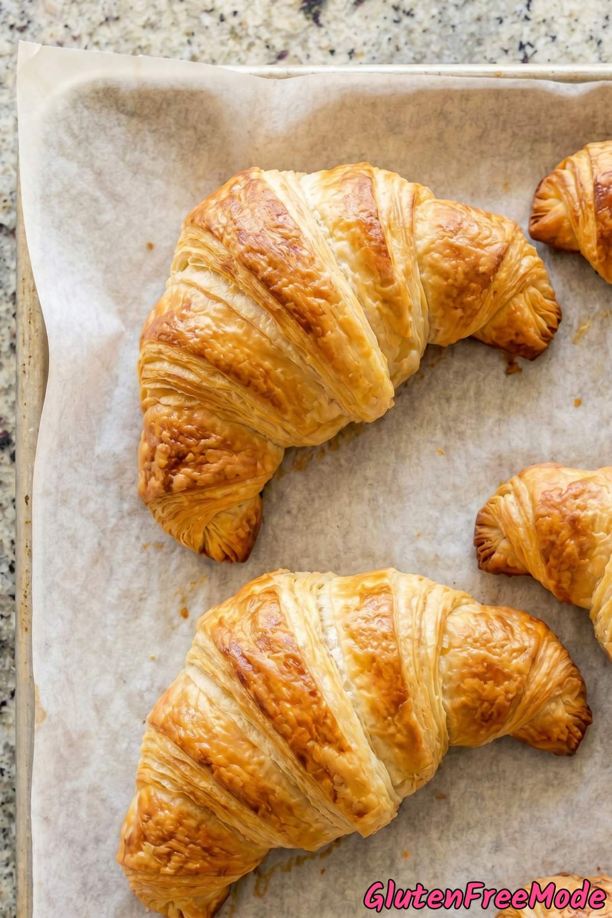Crispy gluten free flaky croissants stacked