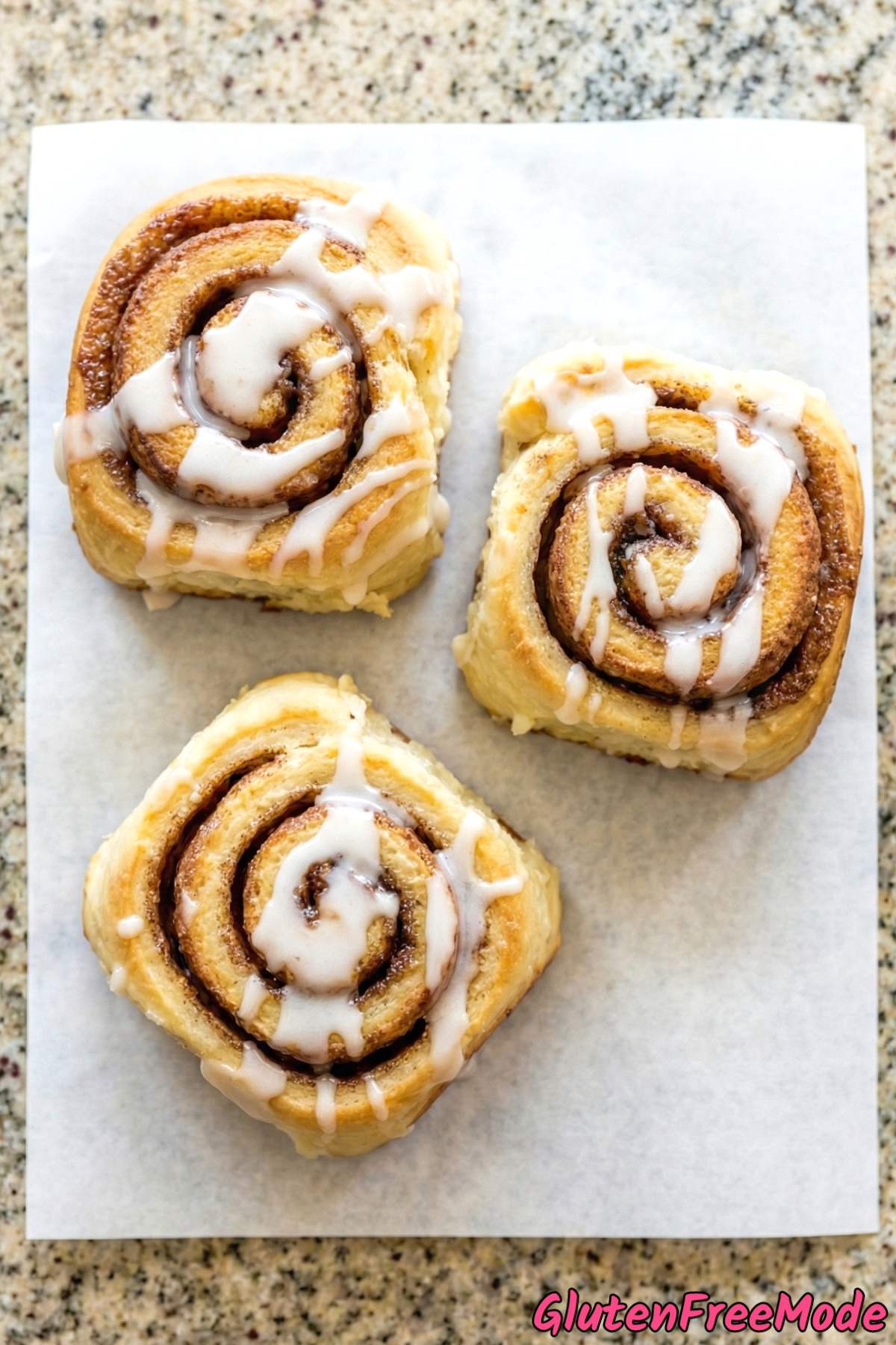 Gorgeous gluten free fluffy cinnamon rolls plated