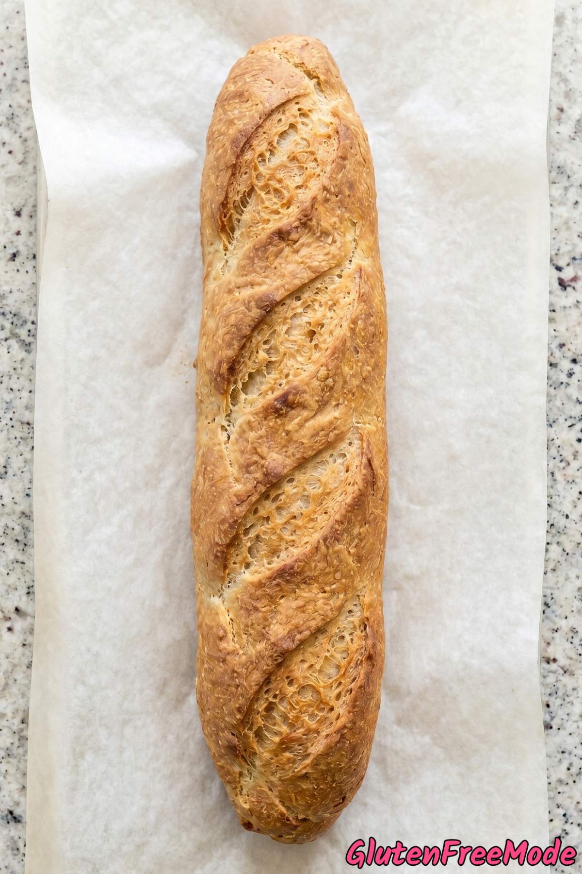 Crispy homemade gluten free French baguette