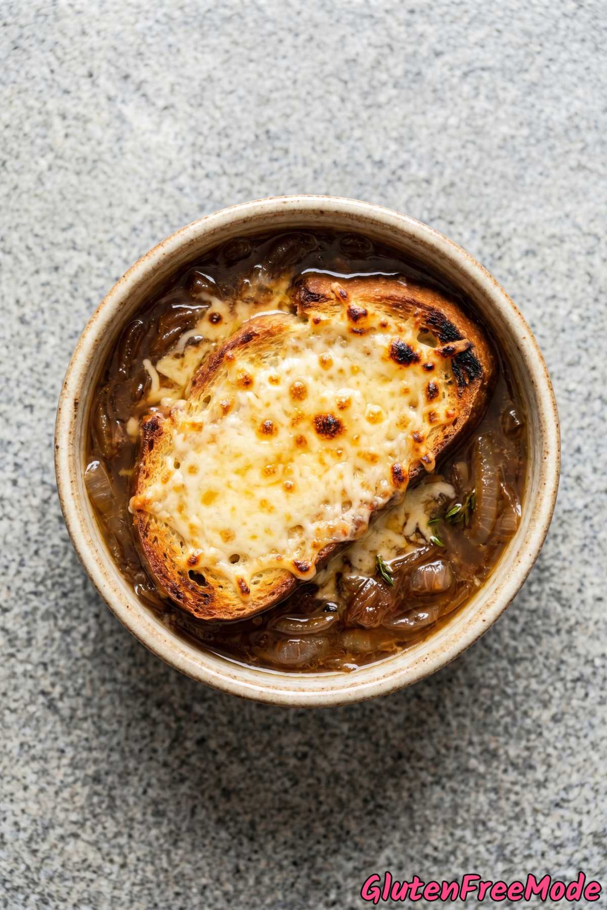 Comforting gluten free French onion soup