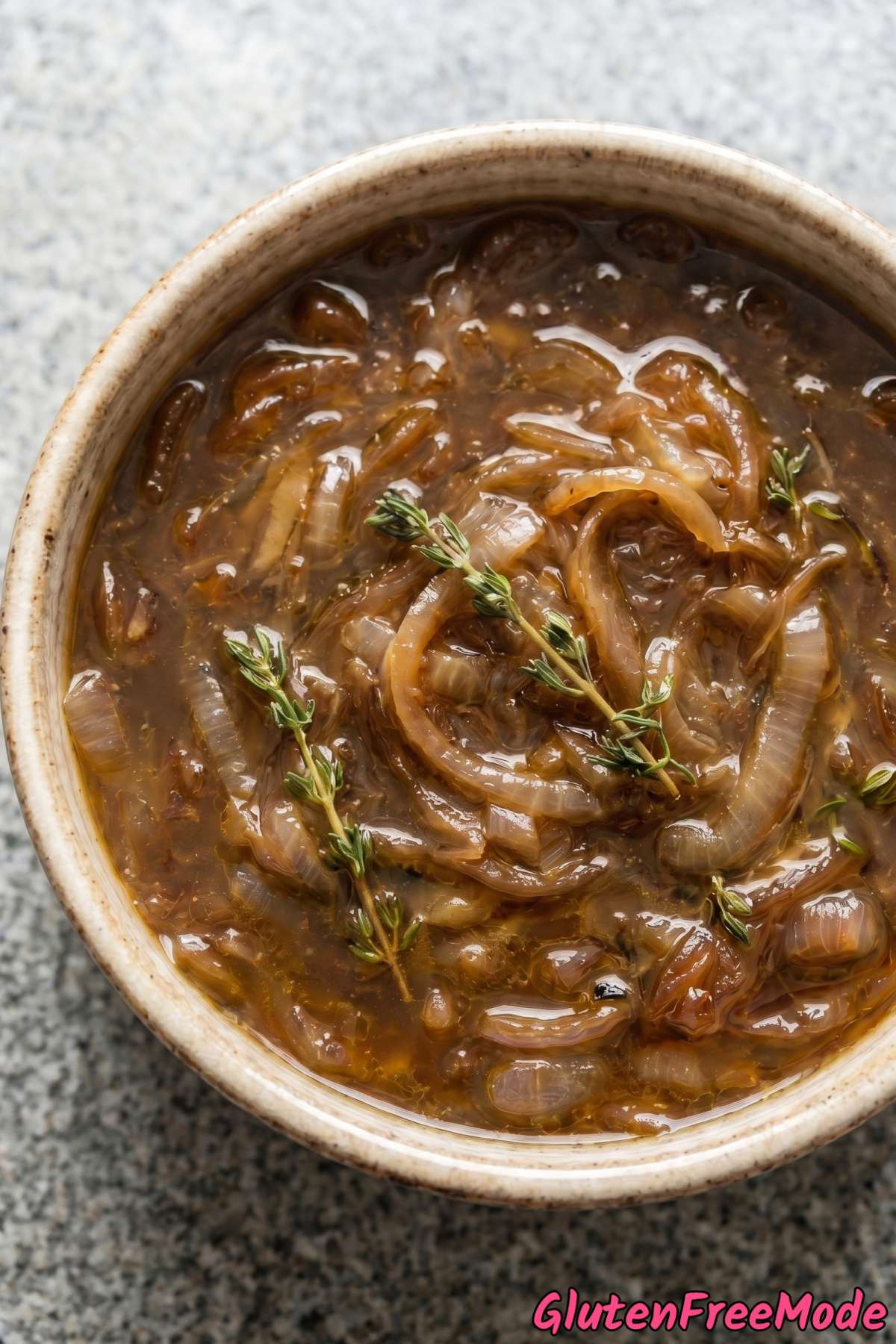 Rustic gluten free French onion soup