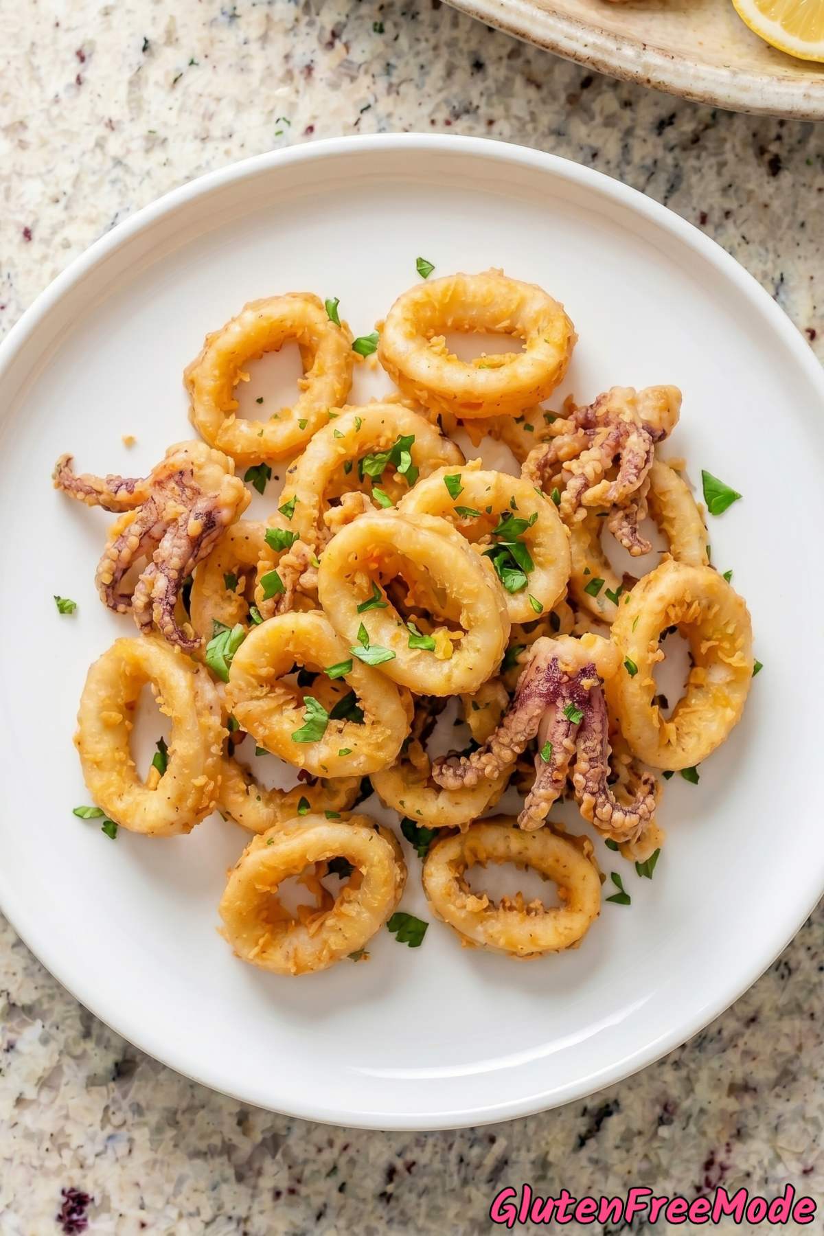 Perfect golden gluten free fried calamari