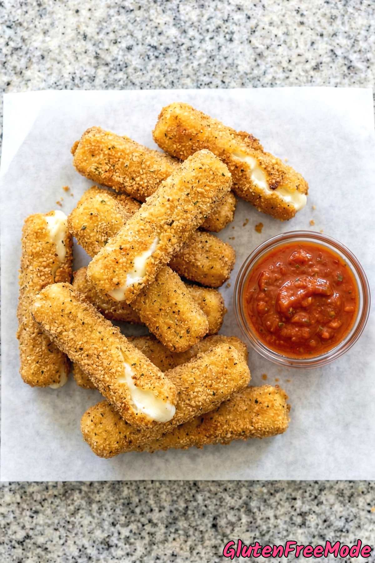 Homemade gluten free fried mozzarella sticks