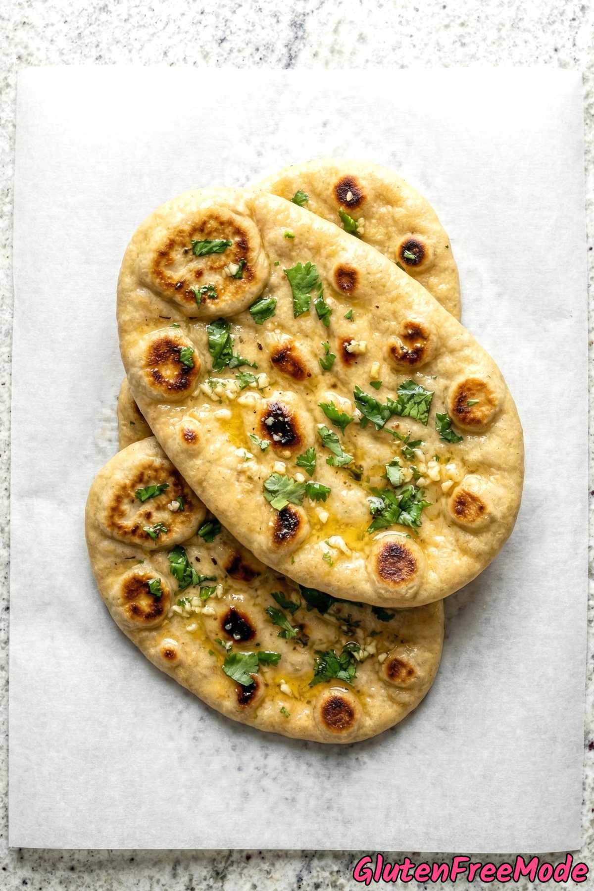 Fluffy gluten free garlic butter naan bread