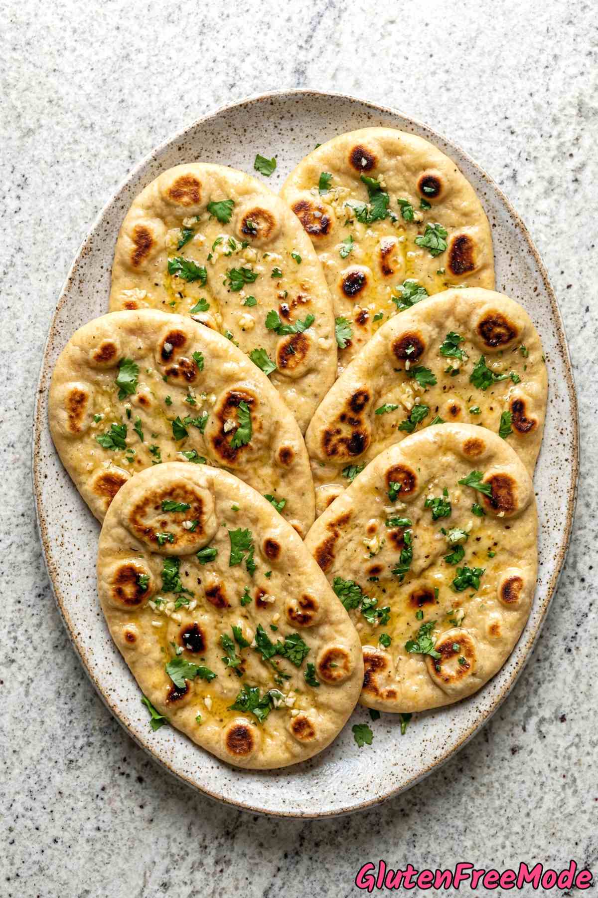 Aromatic gluten free garlic butter naan bread