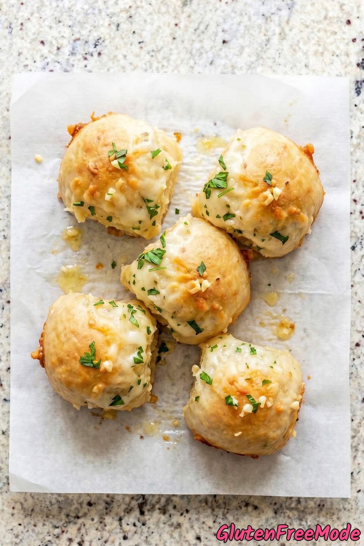 Golden gluten free garlic cheese pull-apart rolls