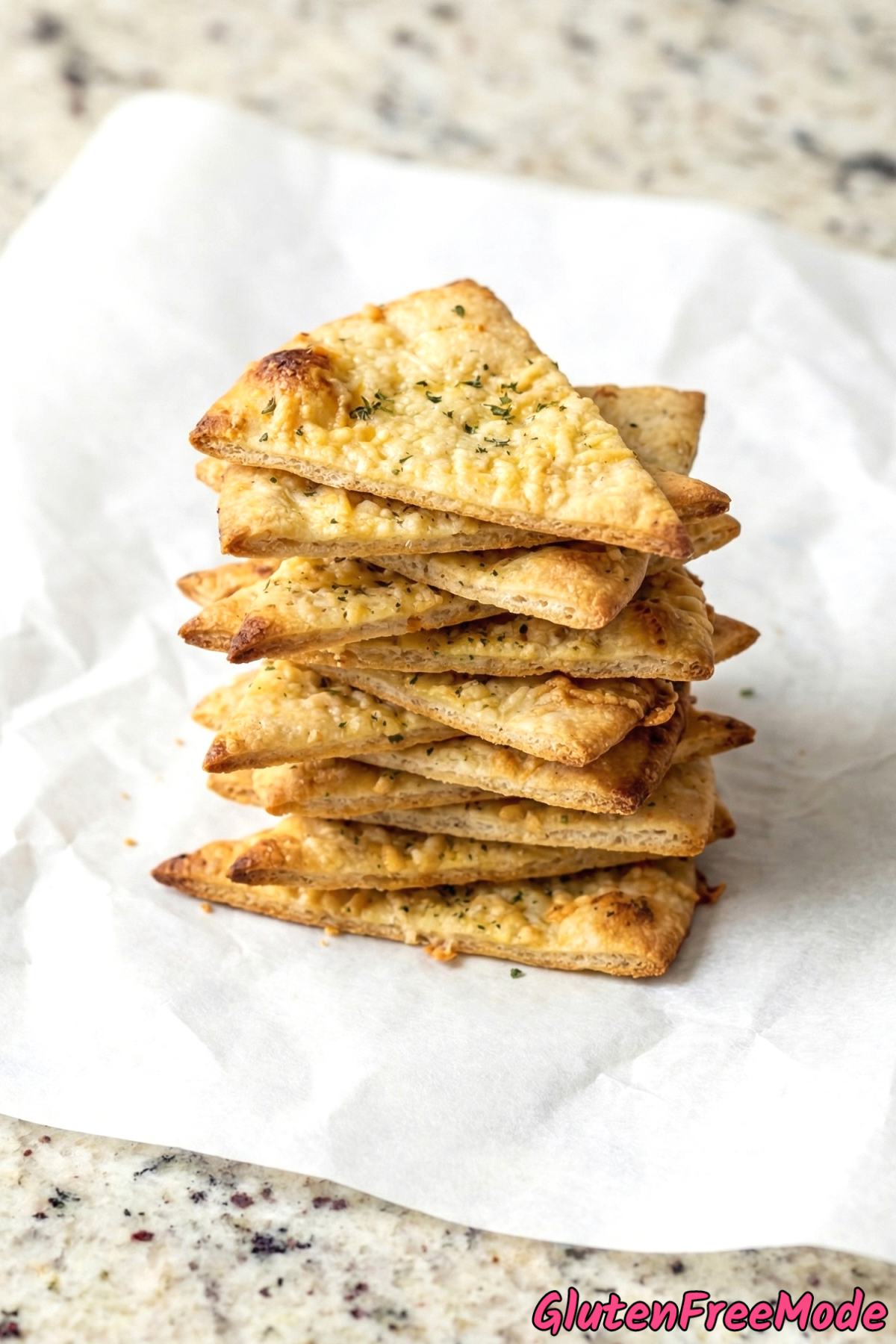 Crunchy gluten free garlic parmesan pita chips