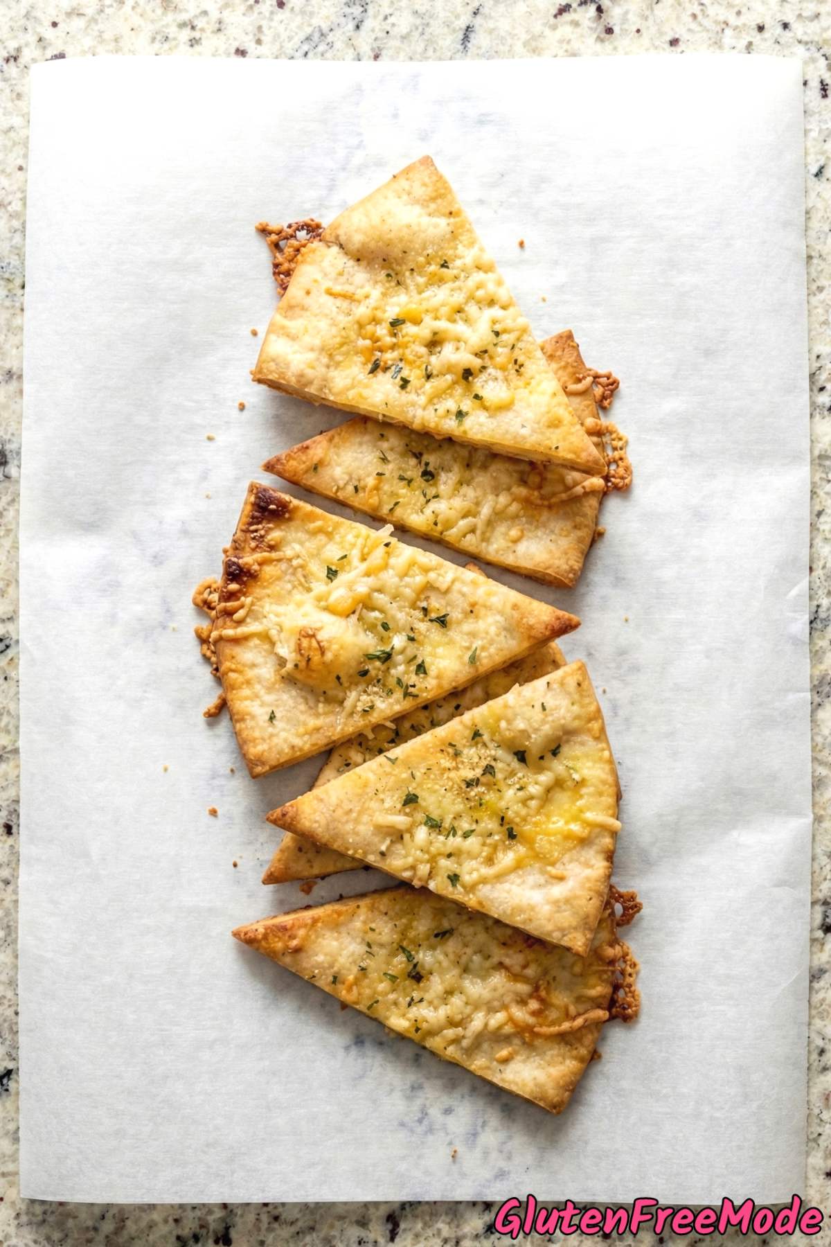 Homemade gluten free garlic parmesan pita chips
