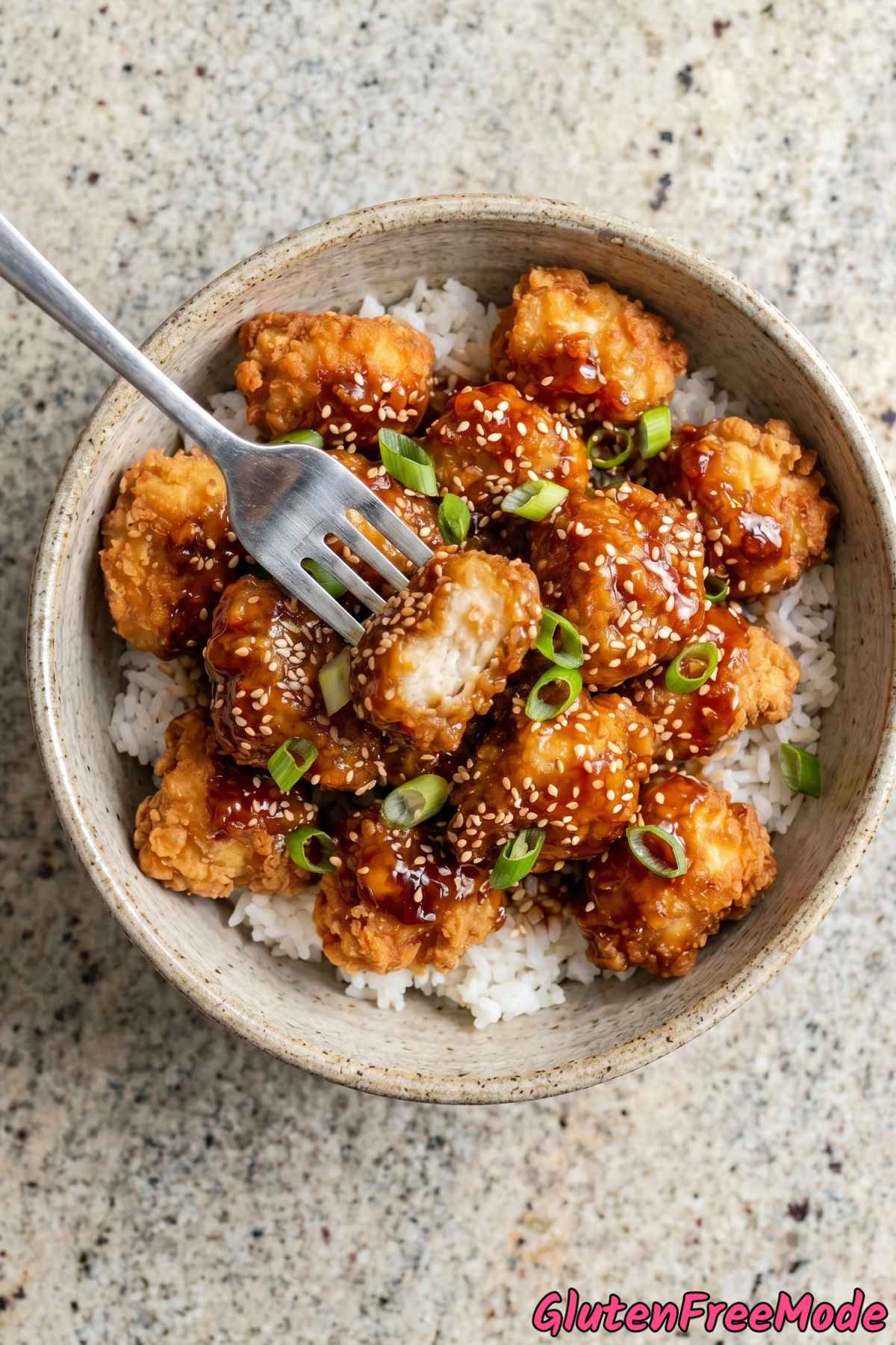 Golden gluten free General Tso's chicken