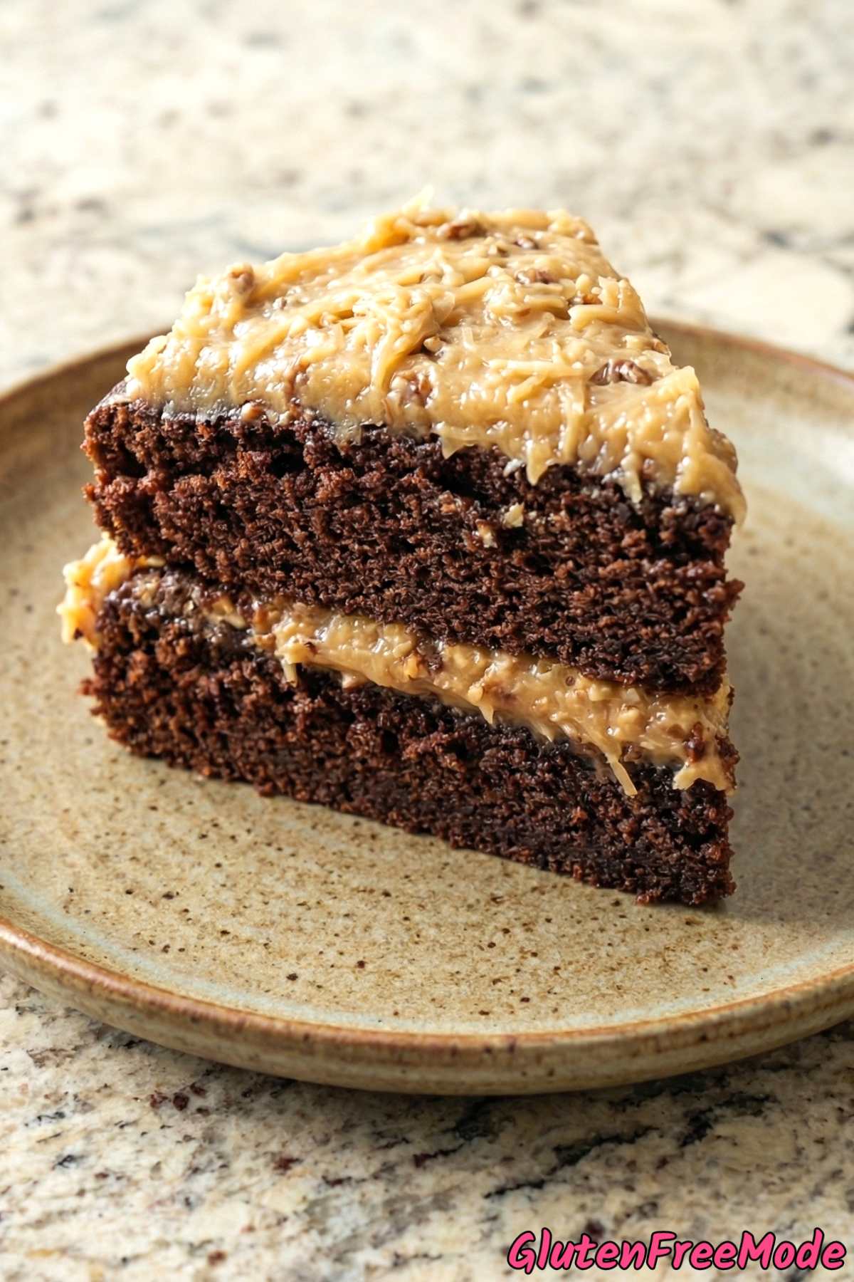 Homemade gluten free German chocolate cake