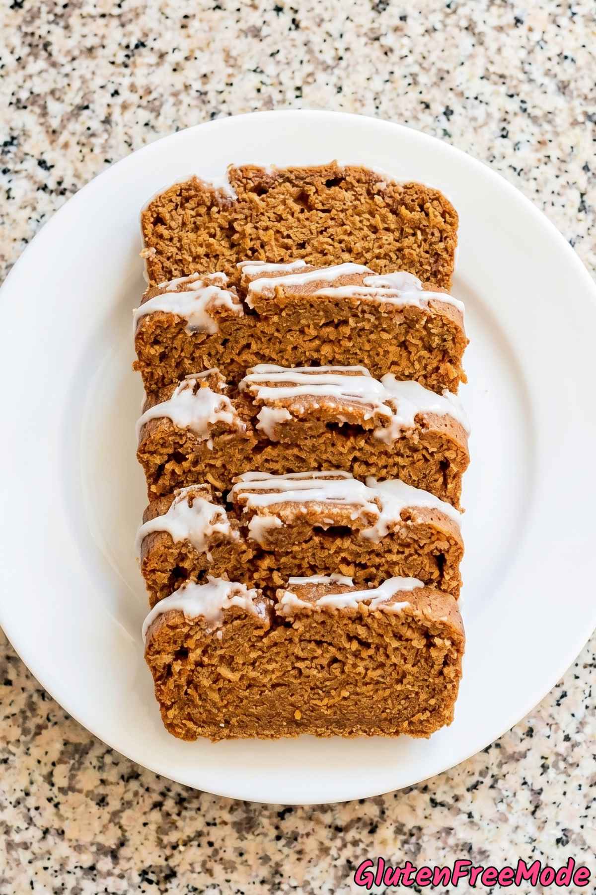 Sliced gluten free gingerbread cookie bread