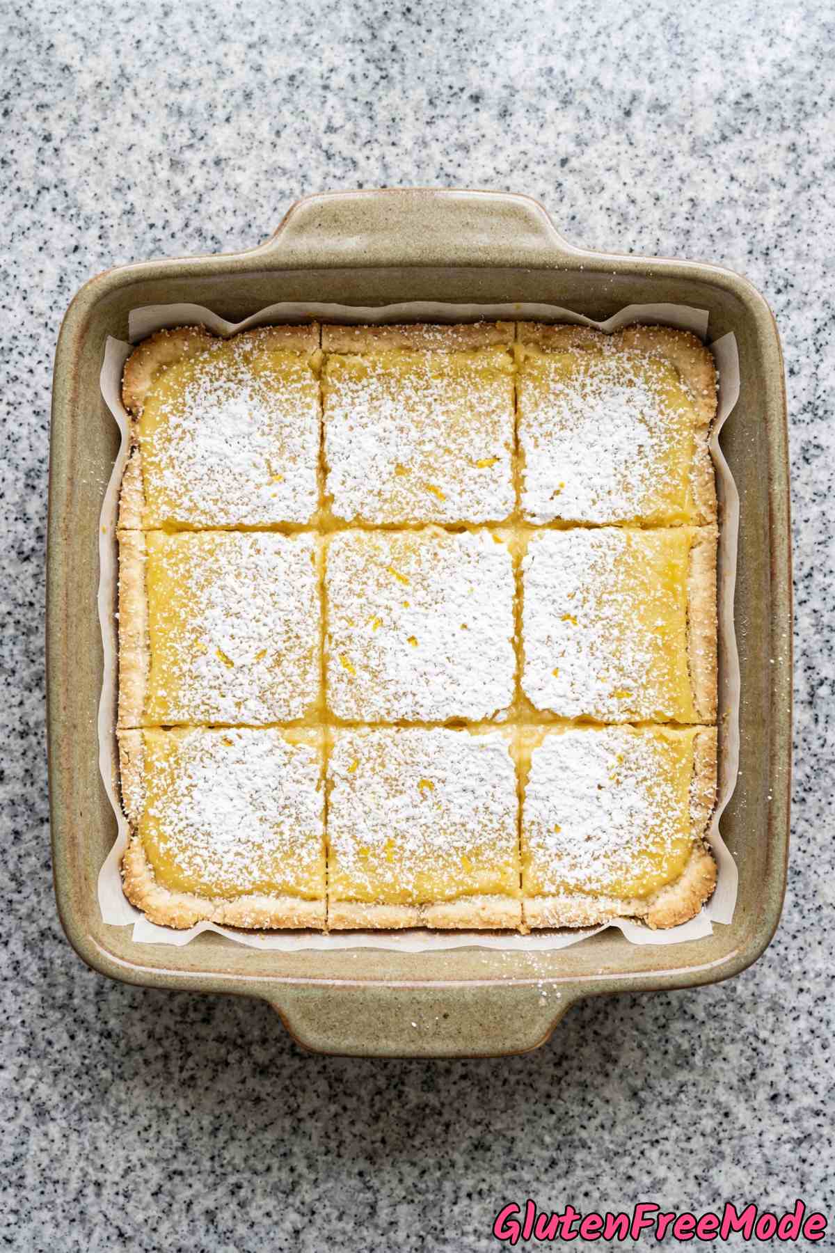 Buttery gluten free gooey lemon bars