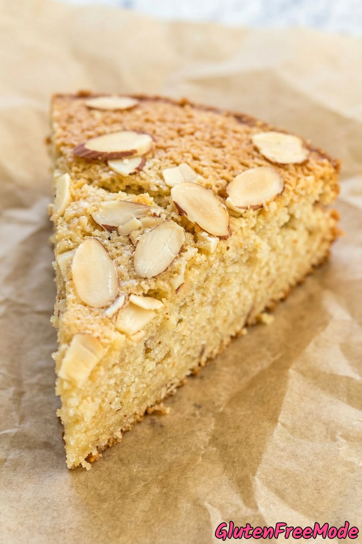 Warm gluten free honey almond cake slice