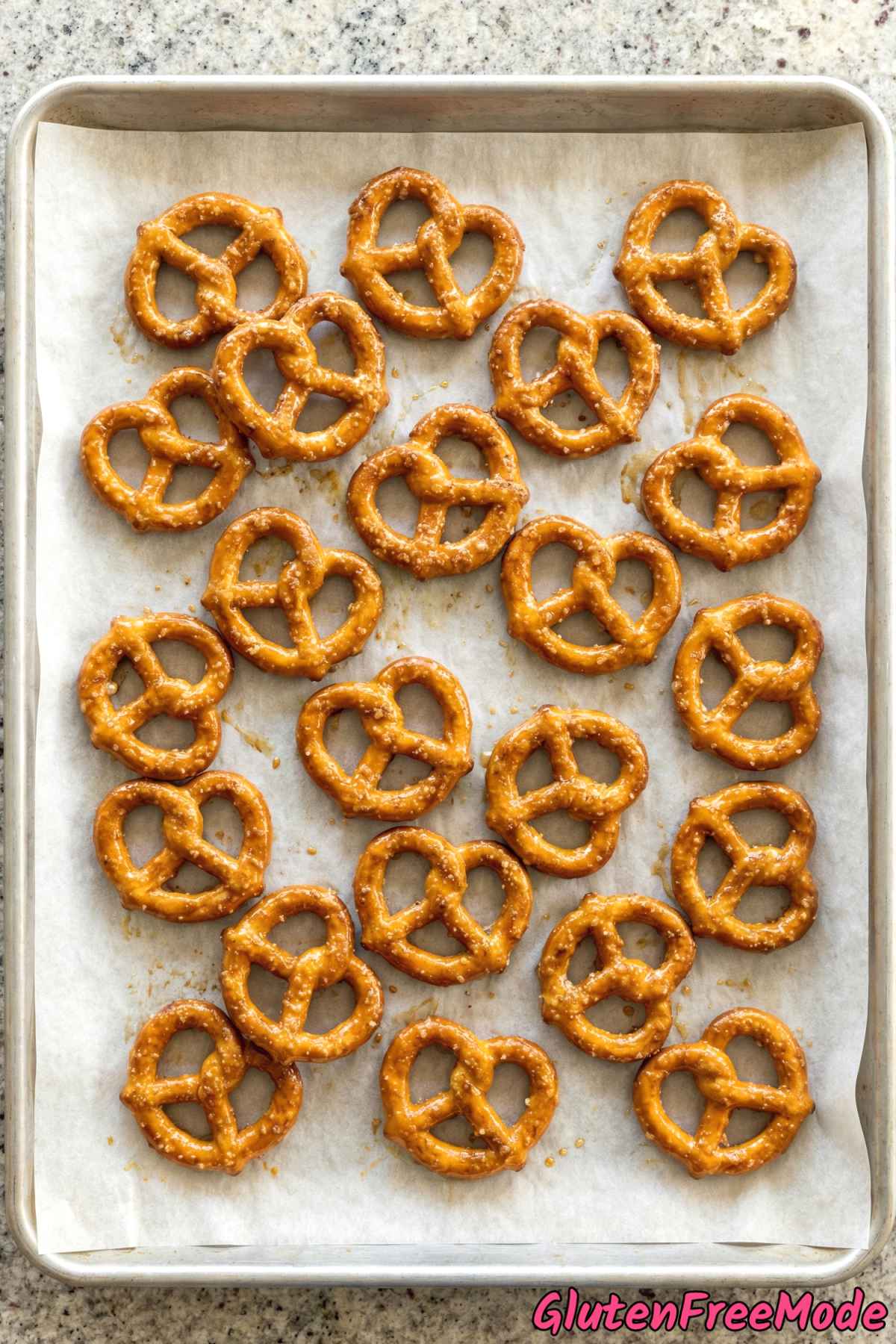 Snackable gluten free honey mustard pretzels