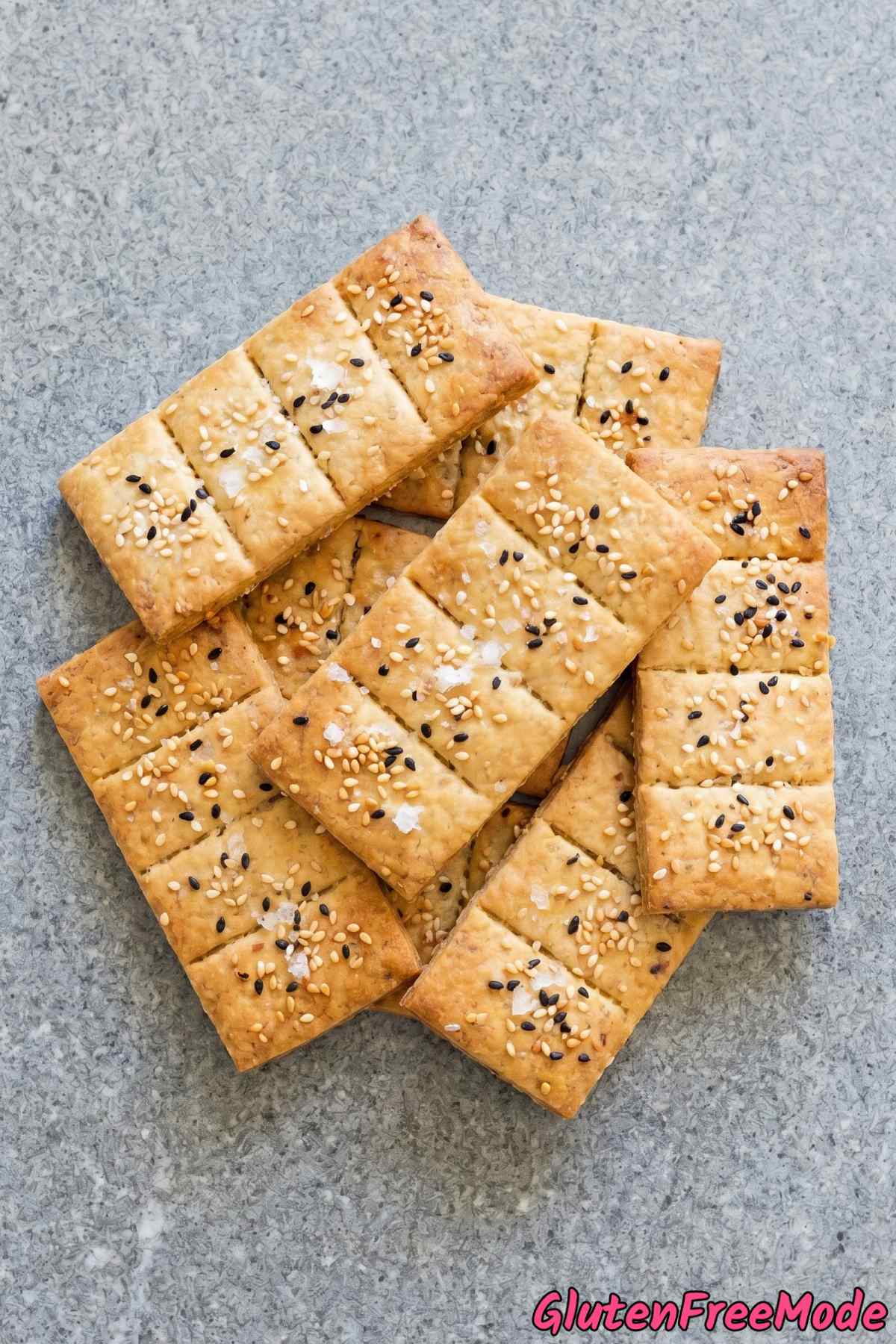 crispy honey tahini sesame crackers