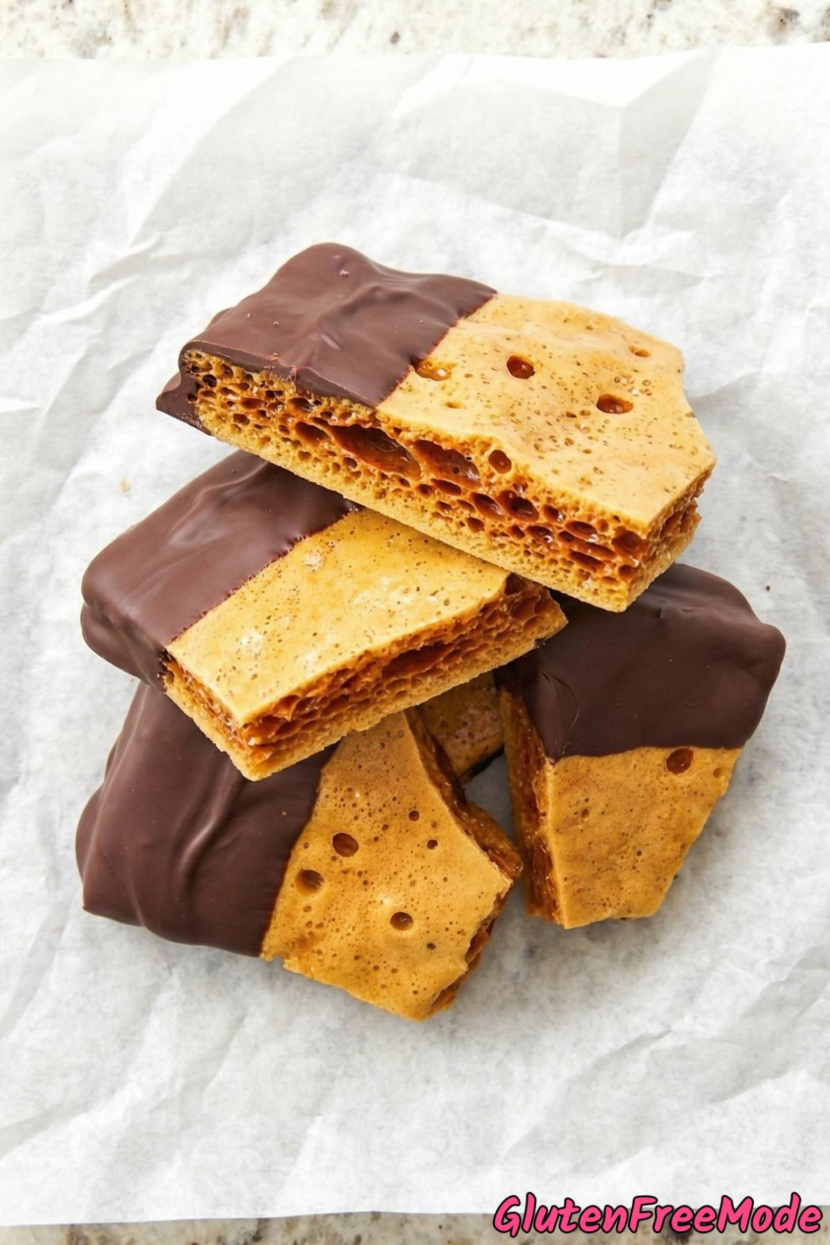 Light gluten free honeycomb toffee candy