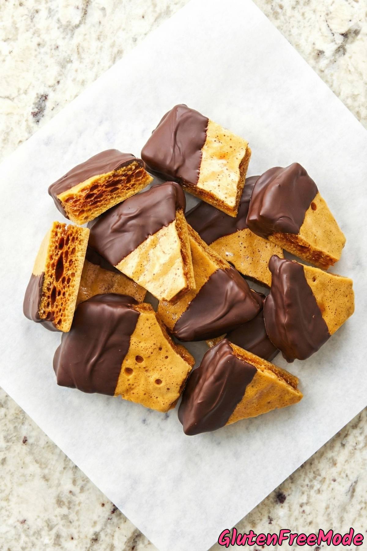 Homemade gluten free honeycomb toffee candy